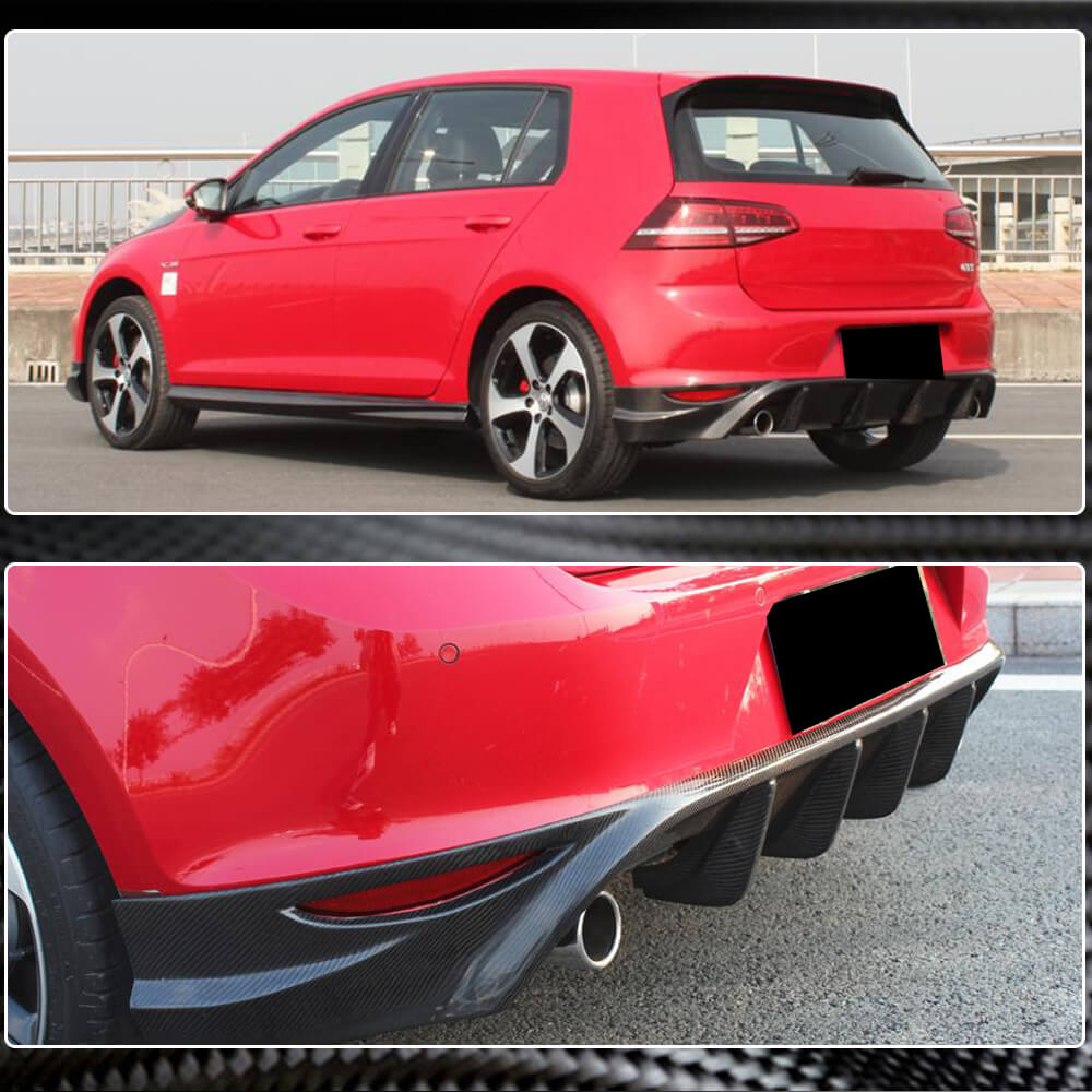 Дифузор заднього бампера V2 (для Base/GTI HB 2012-2017, Карбон) 3