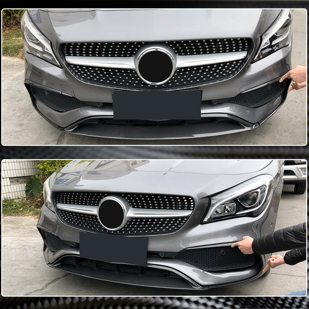 Накладка на передній бампер Lip (для AMG-Line SD 2017-2019, Карбон) 4