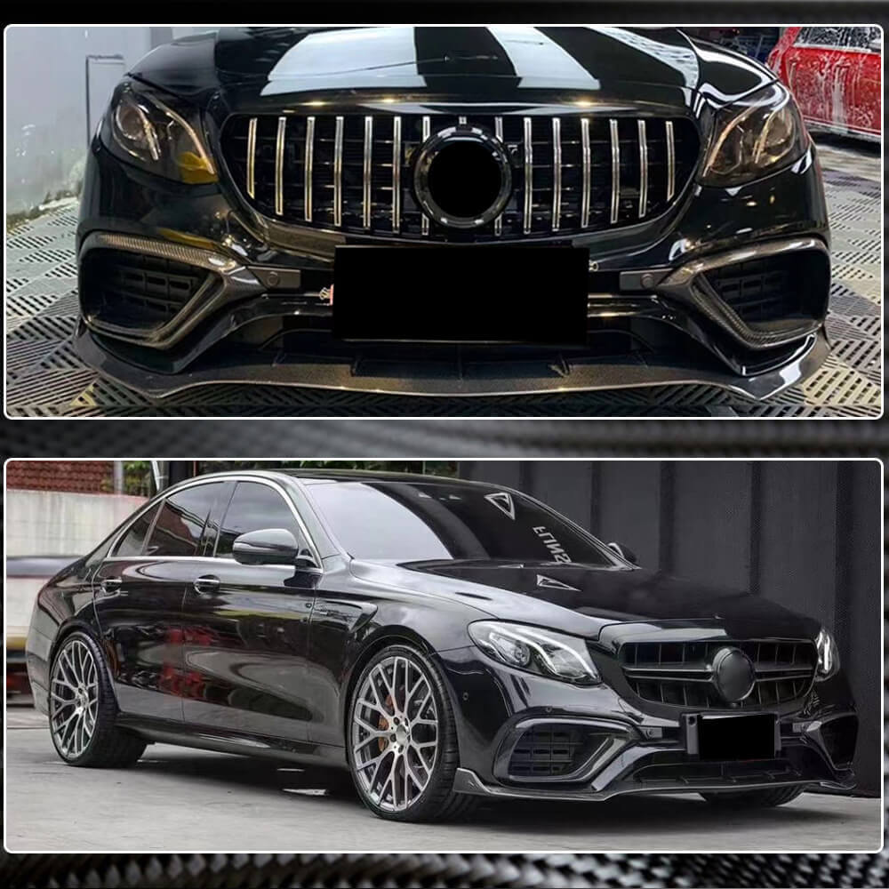 Накладка на передній бампер Lip V1 (для E63 AMG 2016-2019, Карбон) 3