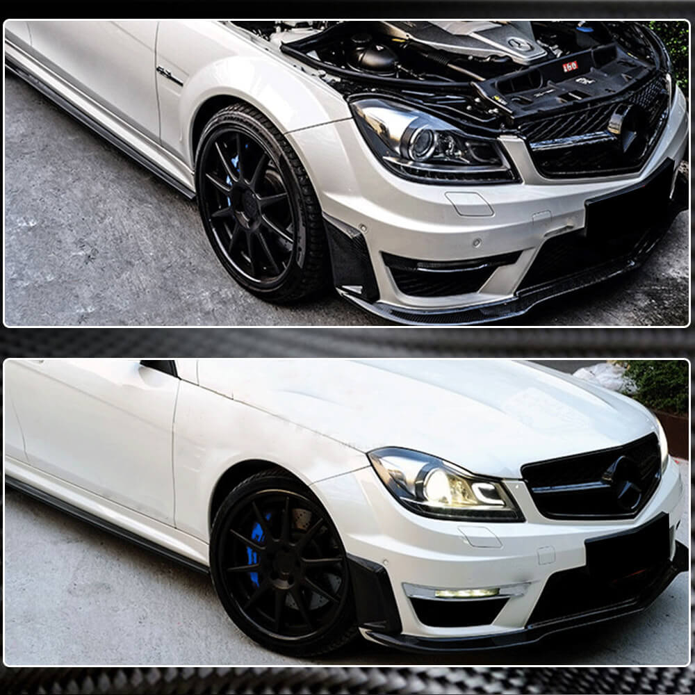 Накладки на передній бампер (для AMG 2012-2014, Карбон) 3