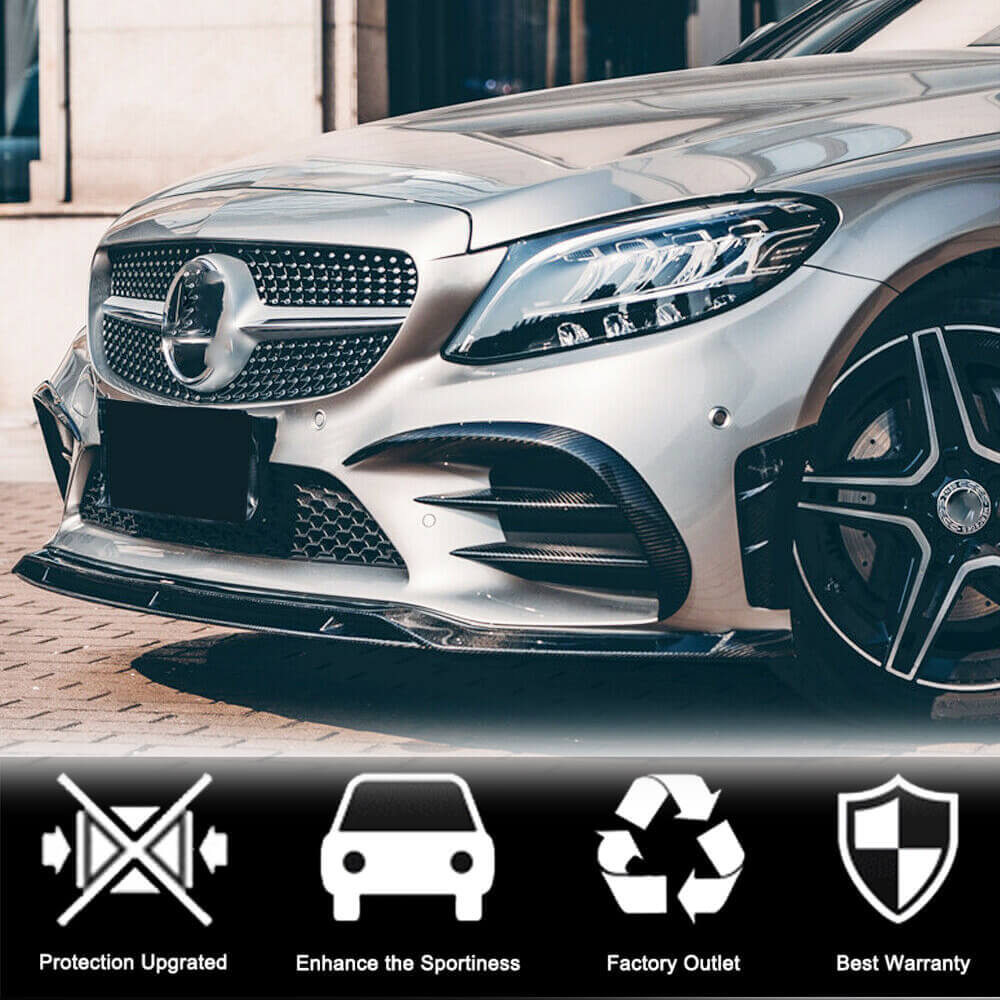 Накладки на передній бампер V1 (для C43 AMG 2019-2021, Карбон) 4