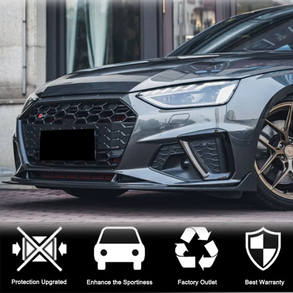 Накладка на передній бампер Lip V1 (для S-Line Sedan 2019-2024, Карбон) 3