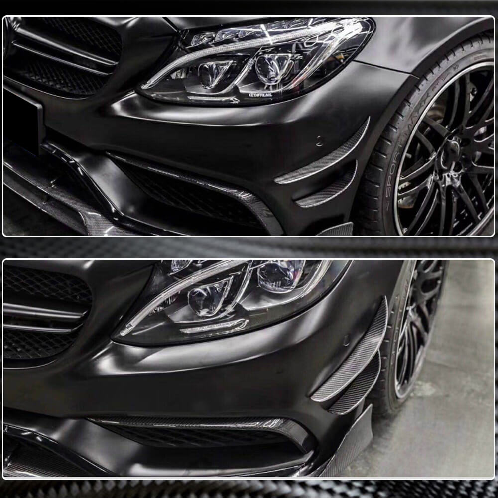 Накладки на передній бампер (для C63 AMG 2015-2019, Карбон) 5