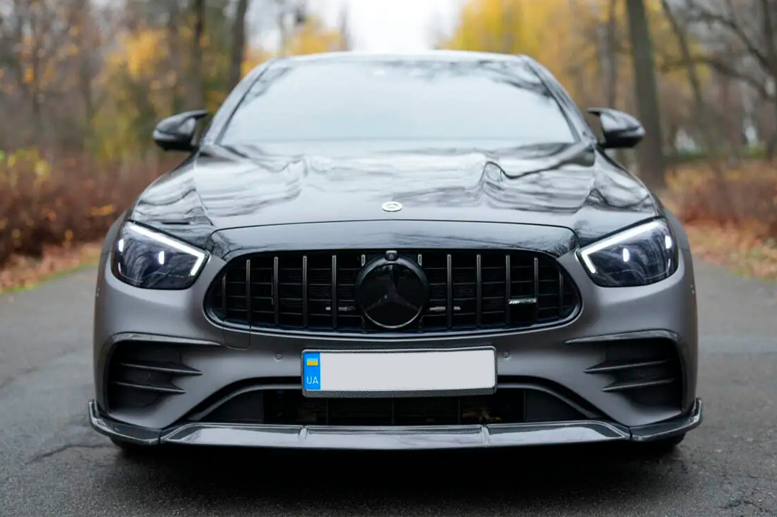 Накладки на передній бампер (для AMG-Line 2020+, Сухий карбон) 5