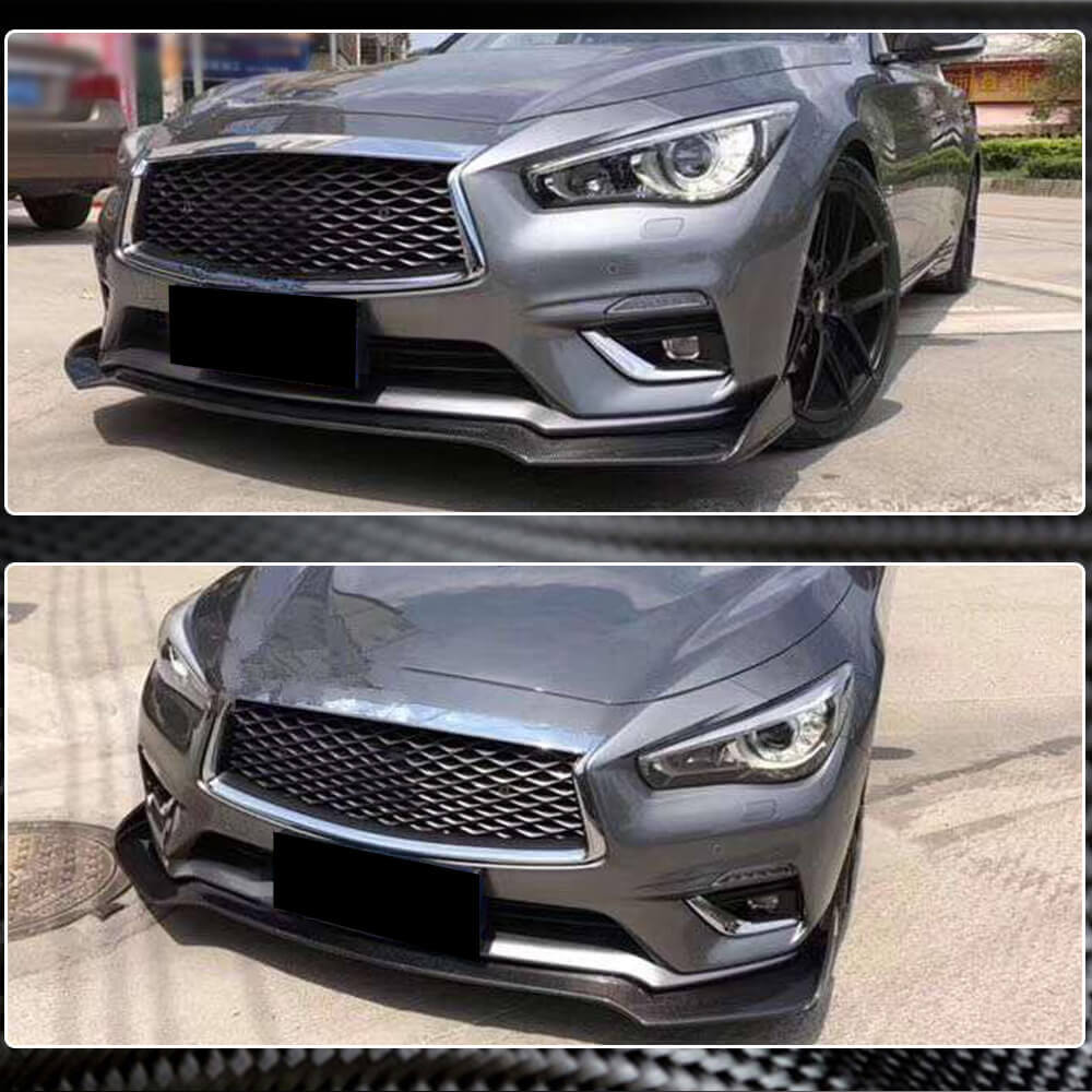 Накладка на передній бампер Lip V1 (для Q50 Base 2018-2023, Карбон) 4