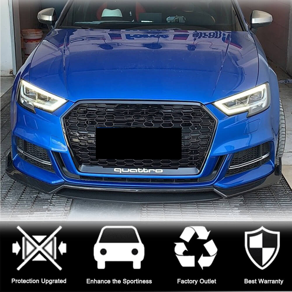 Накладка на передній бампер Lip V4 (для S-Line Sedan 2017-2020, Карбон) 2