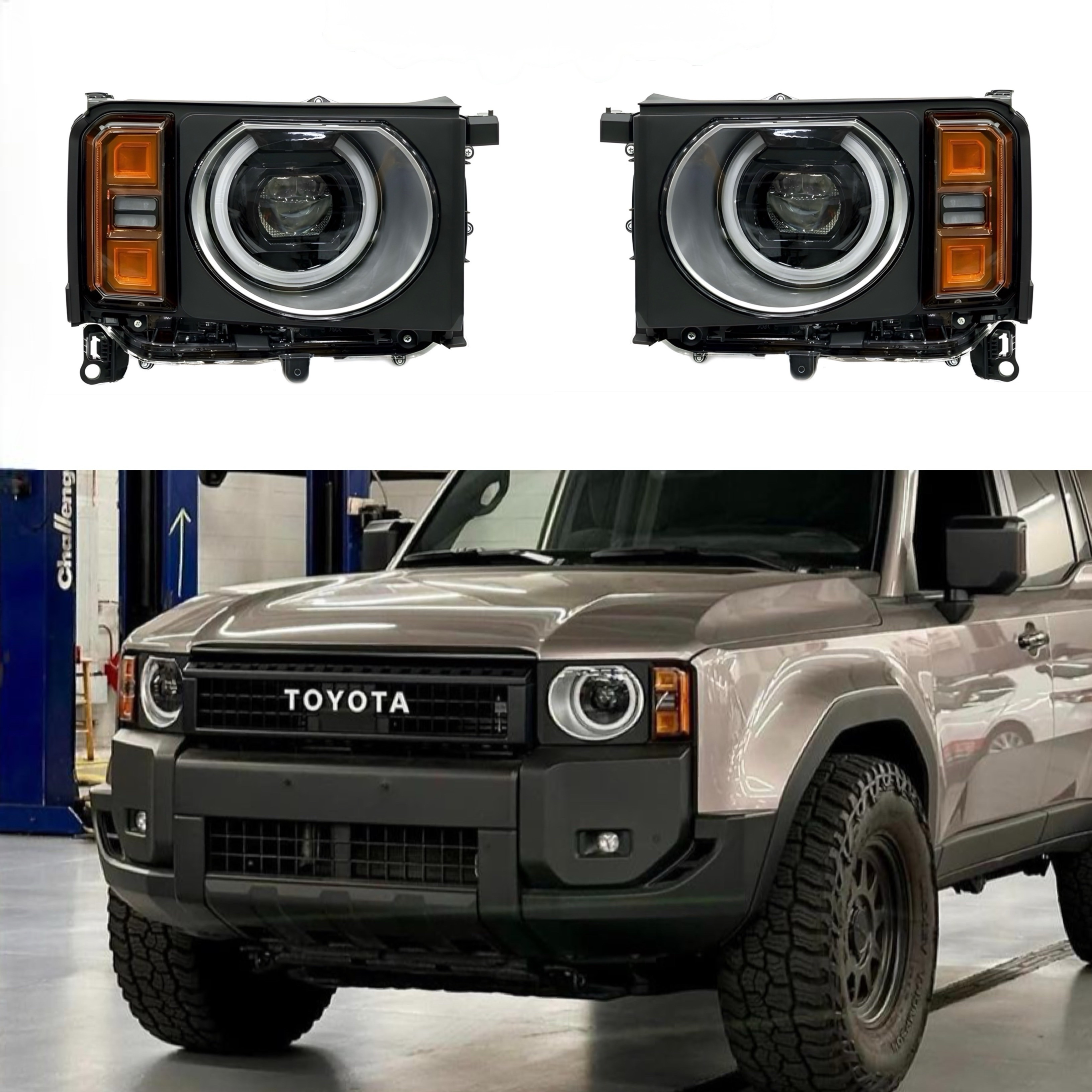 Фари ROUND LED Toyota Land Cruiser Prado 250 2024, комплектні з блоками 2 шт. для заміни простих фар на круглі
