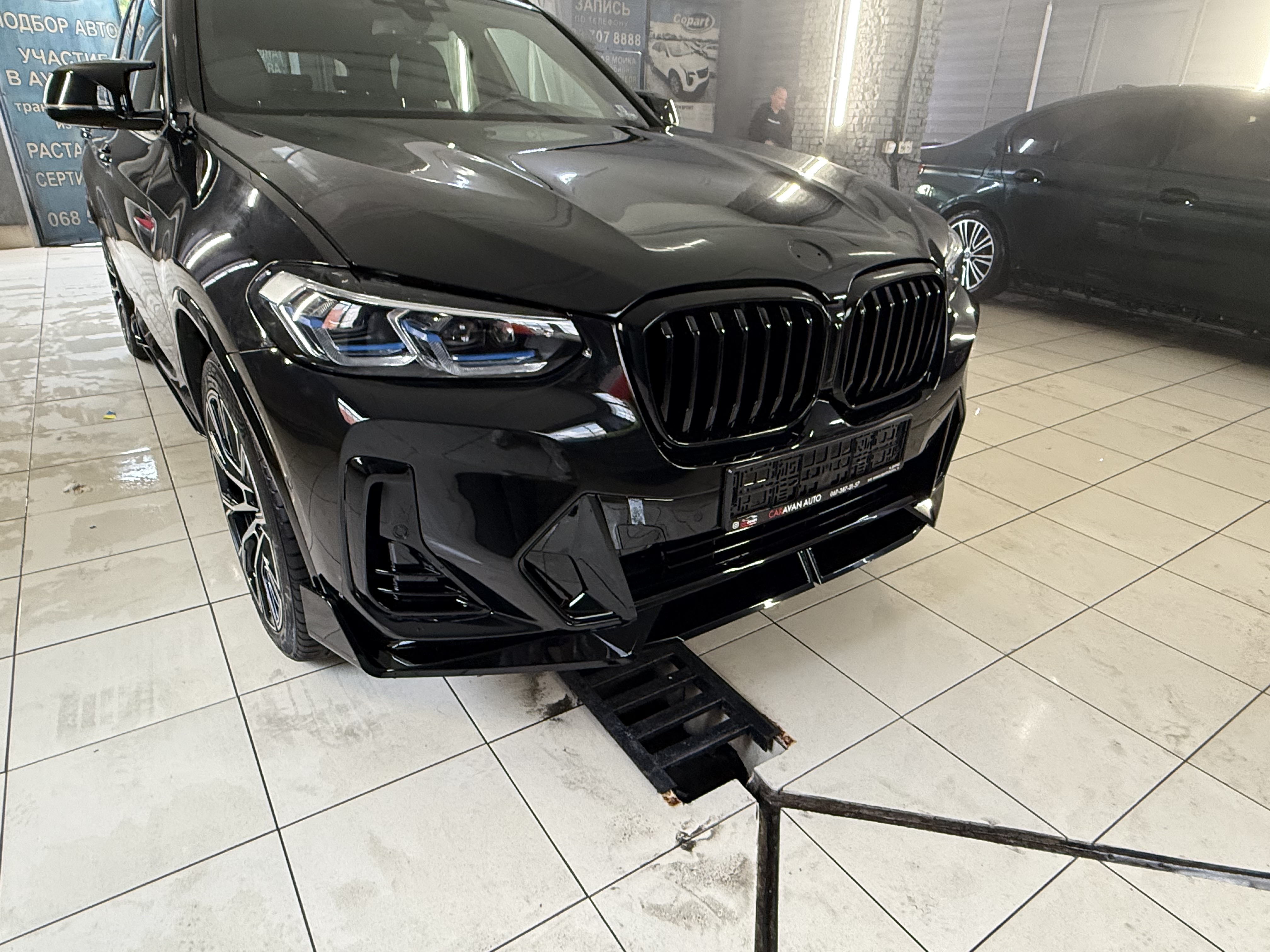 Юбка переднього бампера M-Performance LCI для BMW X3 G01 / X4 G02 2022-2024 ABS пластик, чорний глянець 6
