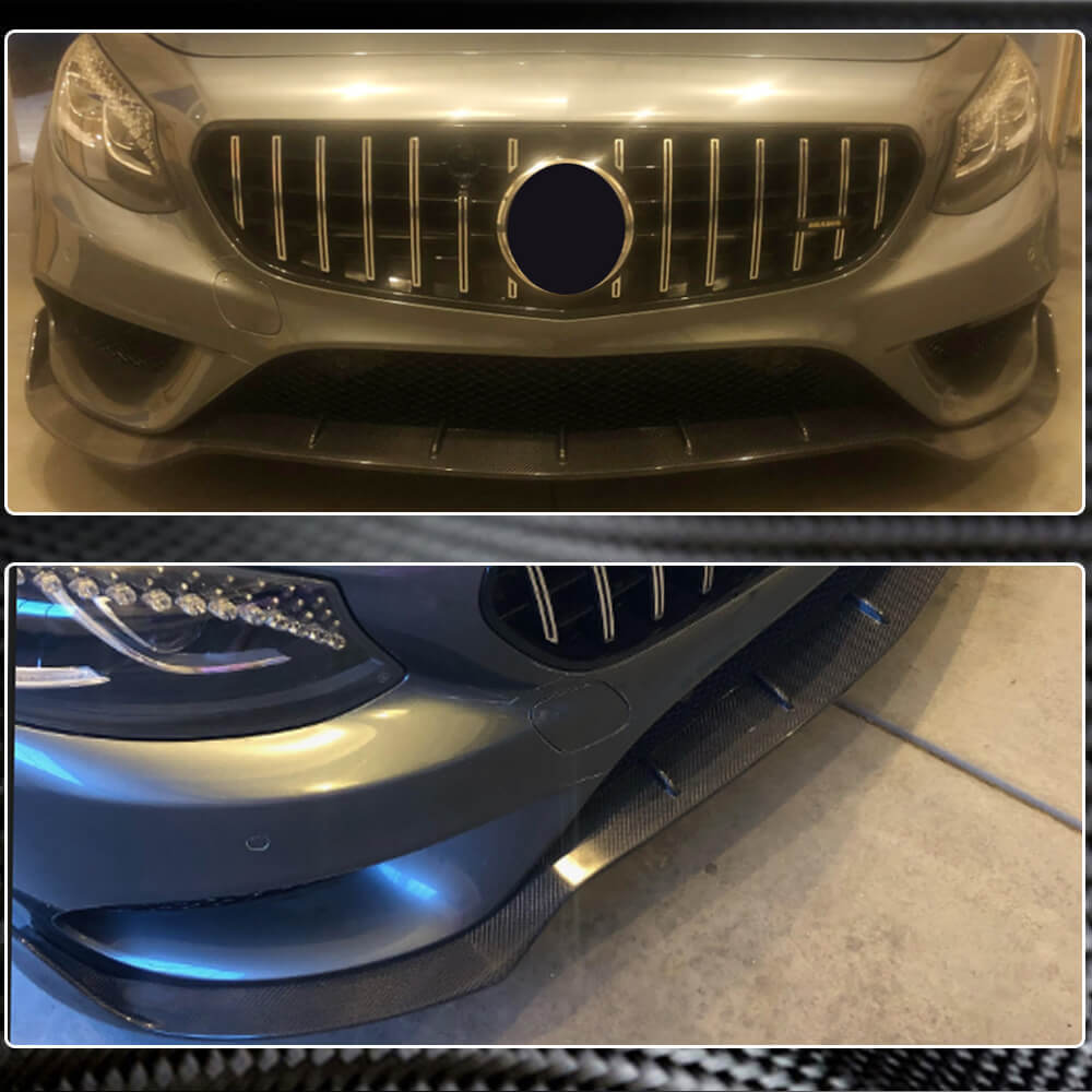 Накладка на передній бампер Lip V3 (для AMG-Line 2015-2018, Карбон) 4