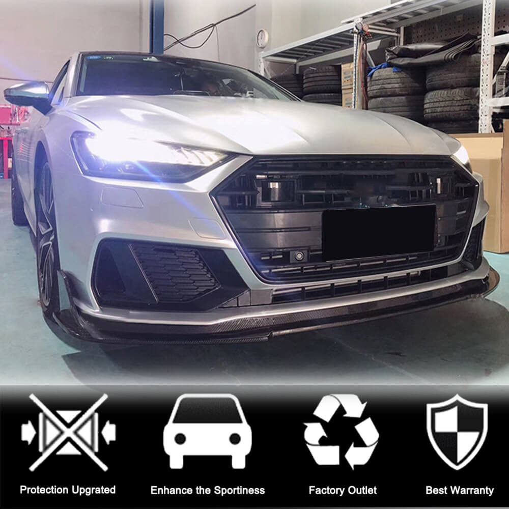 Накладка на передній бампер Lip (для S-Line 2018-2022, Карбон) 2