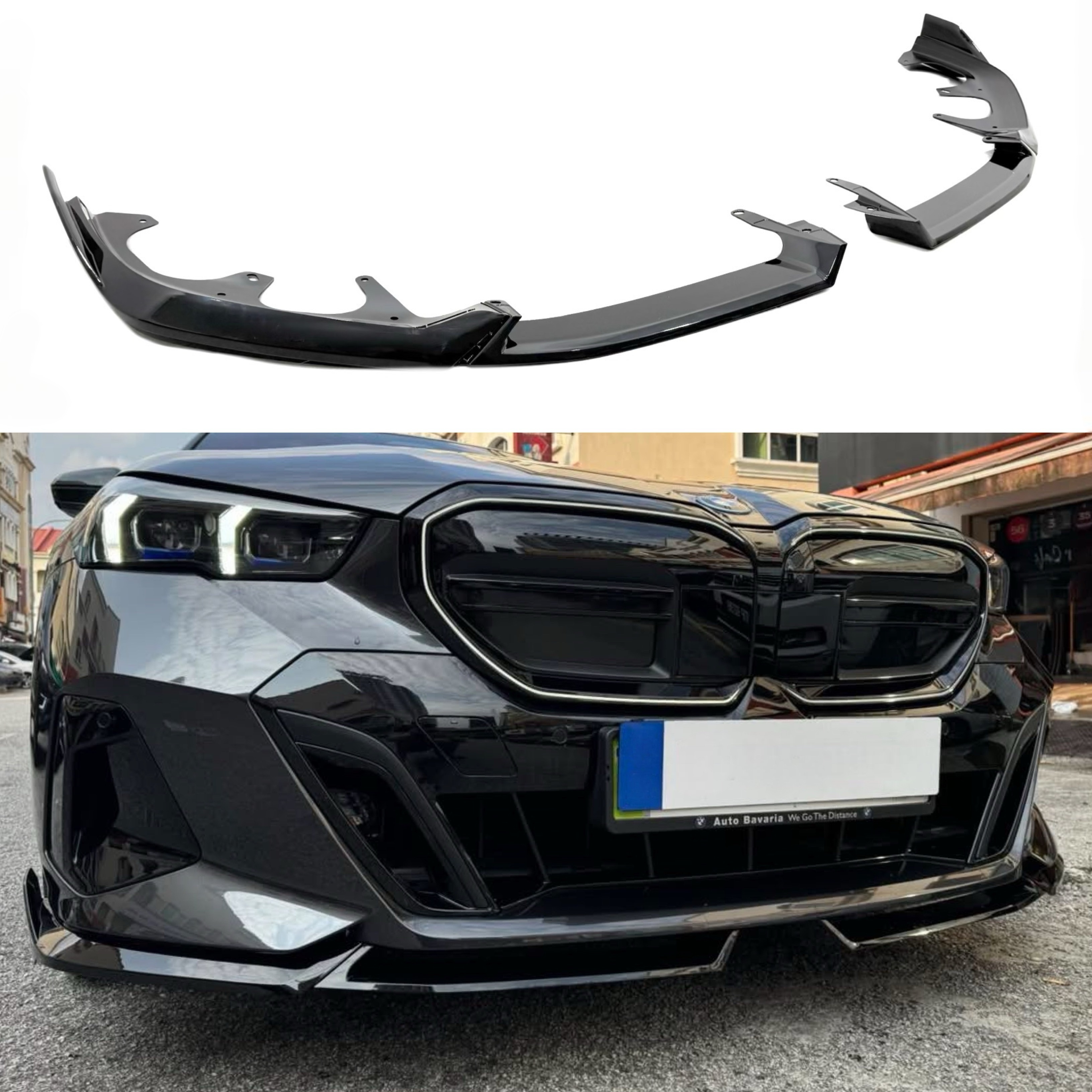 Обвіс юбка переднього бампера M-Performance для BMW 5 series G60 G61 2024-, колір чорний глянець
