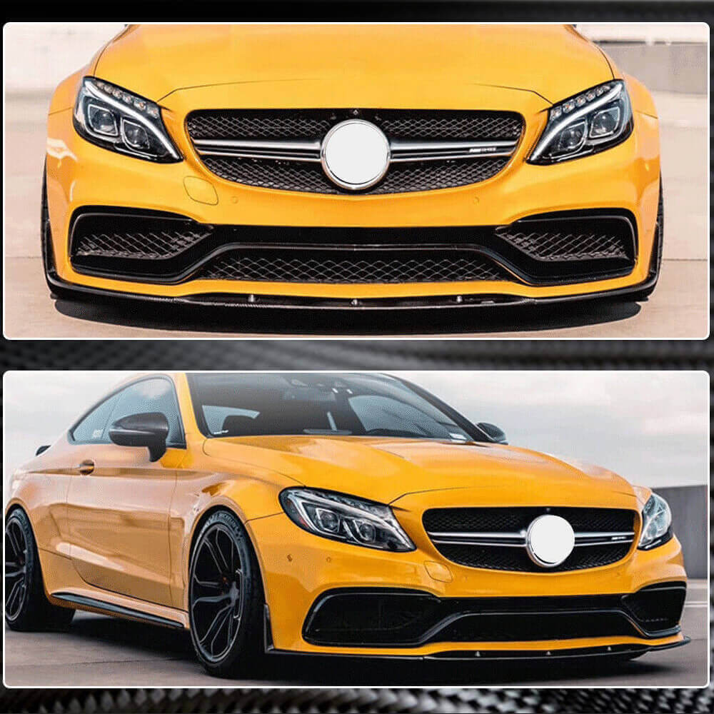 Накладка на передній бампер Lip V1 (для купе/кабріолет C63 AMG 2015-2019, Карбон) 3
