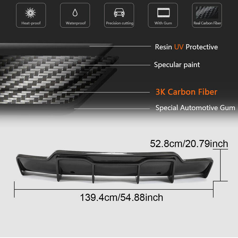 Дифузор заднього бампера V2 (2017-2023, Карбон) 5