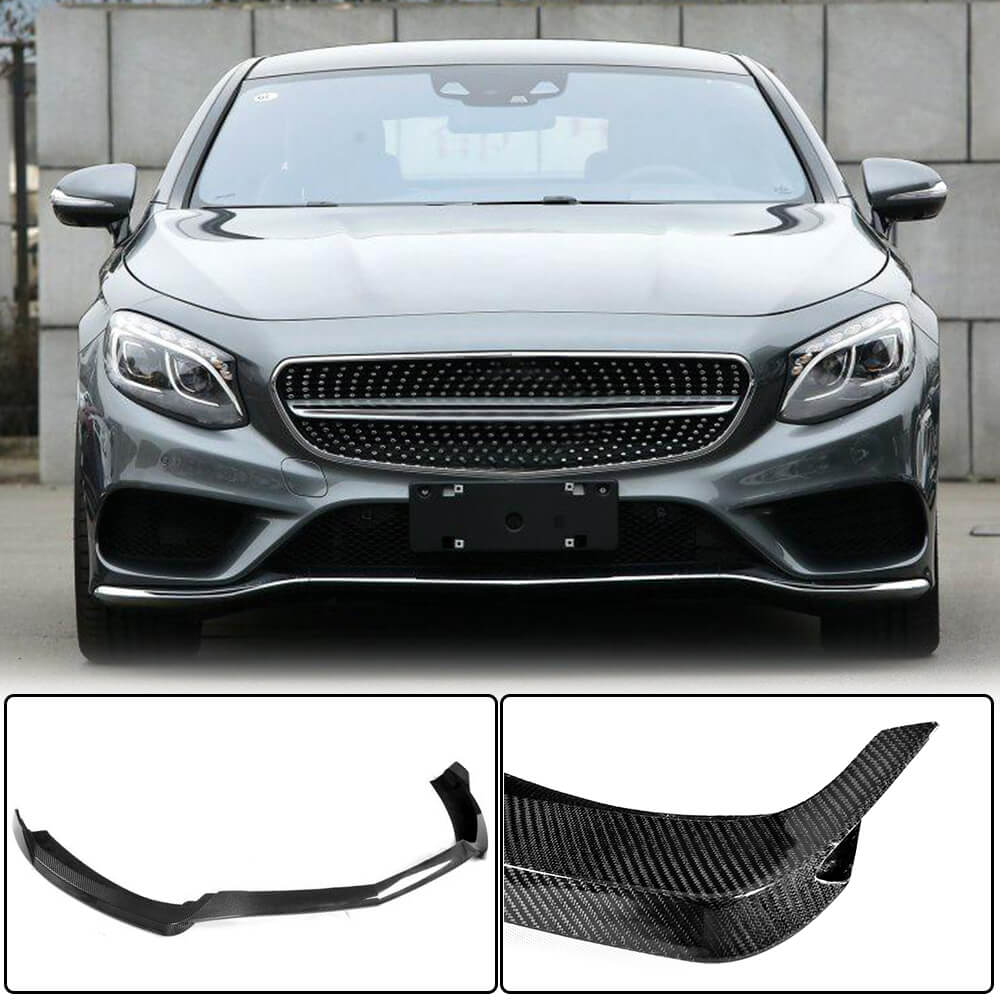 Накладка на передній бампер Lip V1 (для AMG-Line 2015-2018, Карбон)