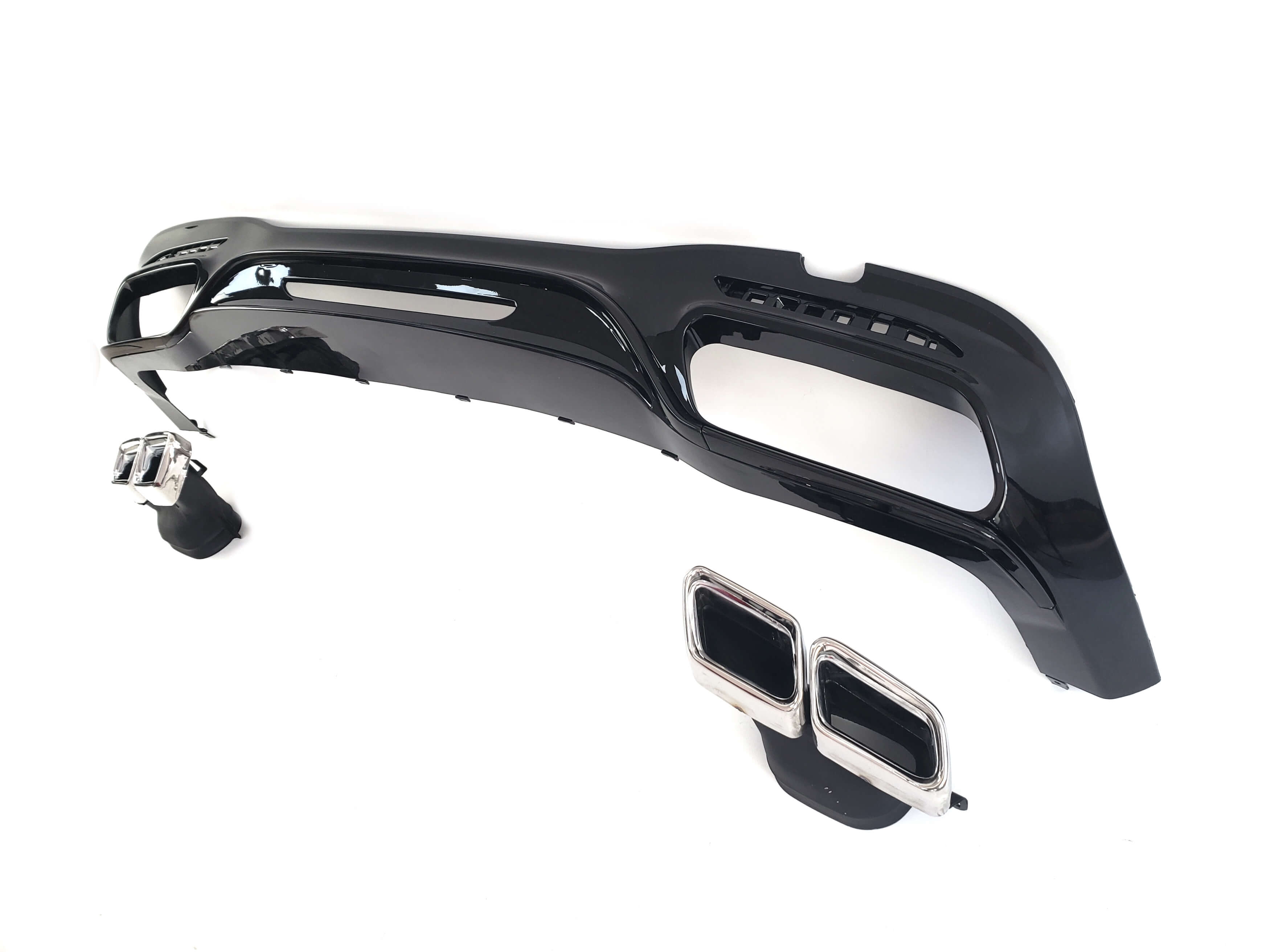 Дифузор (заднього бампера) Full Black / Chrome Pipe (стиль S63 AMG) на Mercedes-Benz S-Class W222 2017-2020 року 3