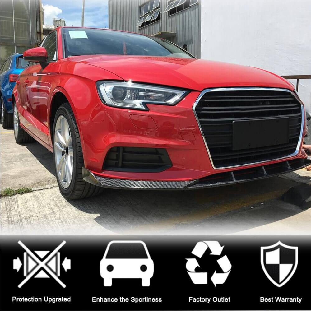 Накладка на передній бампер Lip V1 (для Base 2017-2020 Sedan, Карбон) 3