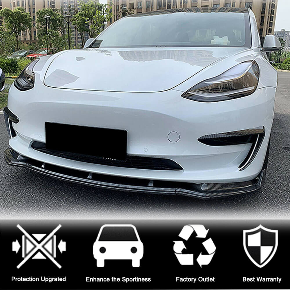 Накладка на передній бампер Lip V5 (2017-2023, Карбон) 2