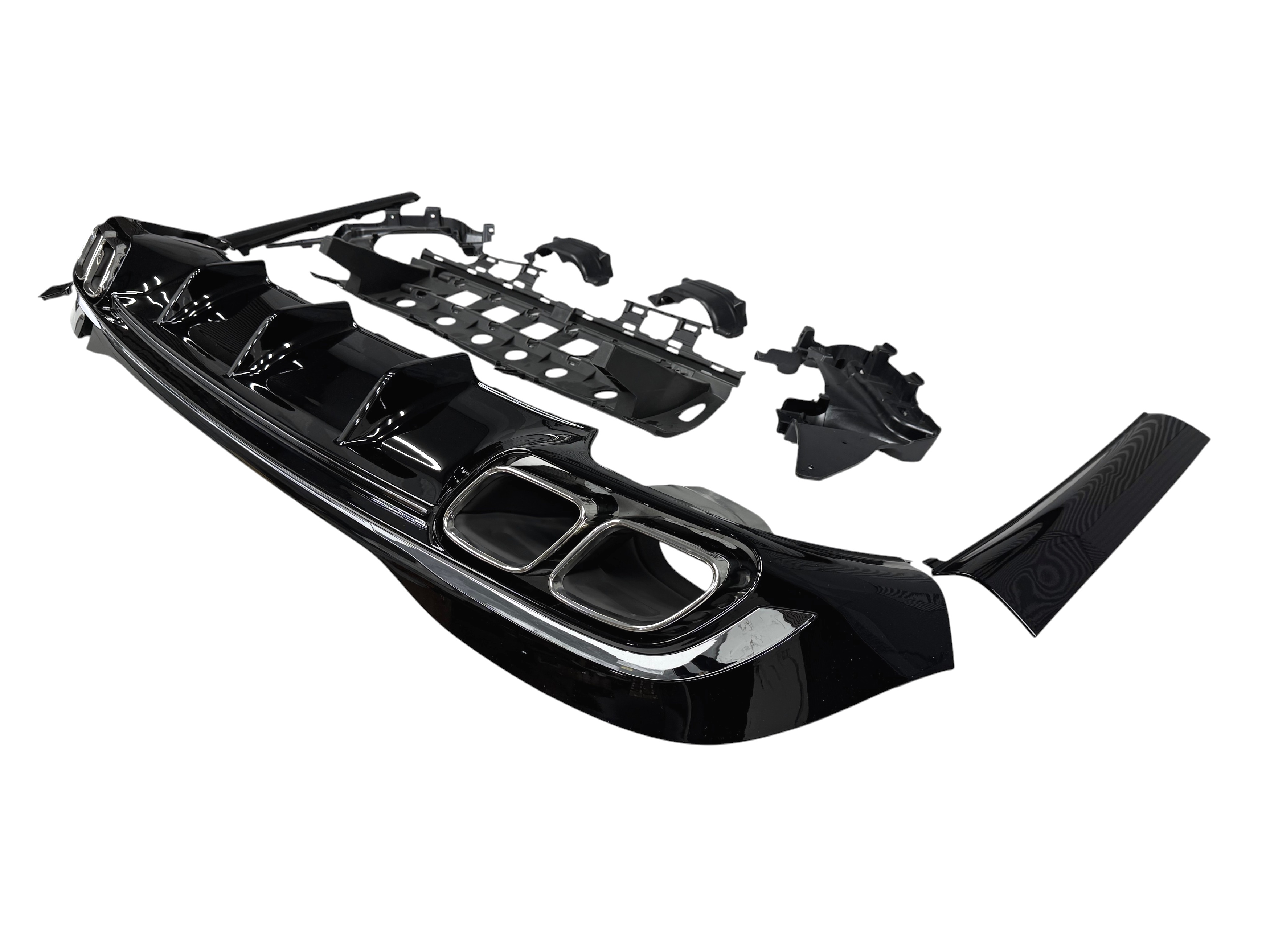 Дифузор (заднього бампера) Chrome Black / Chrome Pipe (стиль S63 AMG) на Mercedes-Benz S-Class W223 2020-2025 року 3