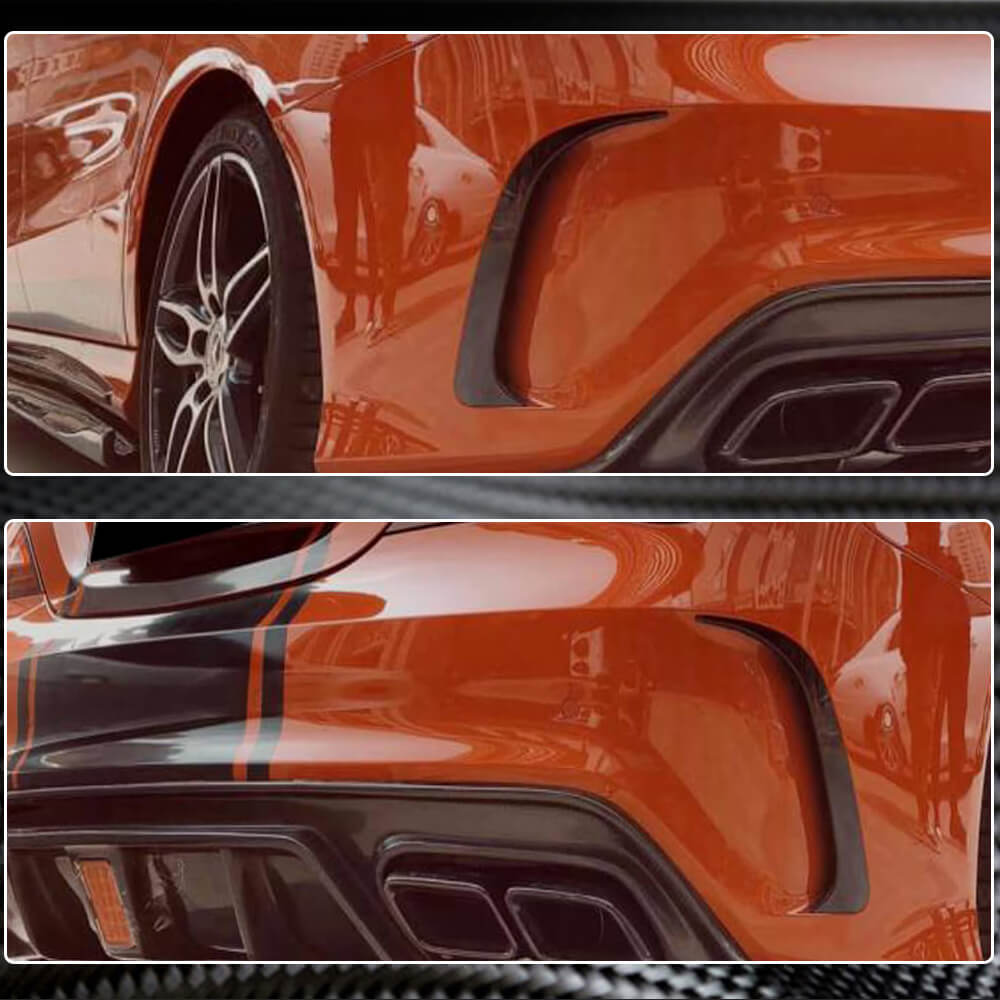 Накладки на задній бампер V1 (для AMG-Line / CLA45 AMG SD, Карбон) 4