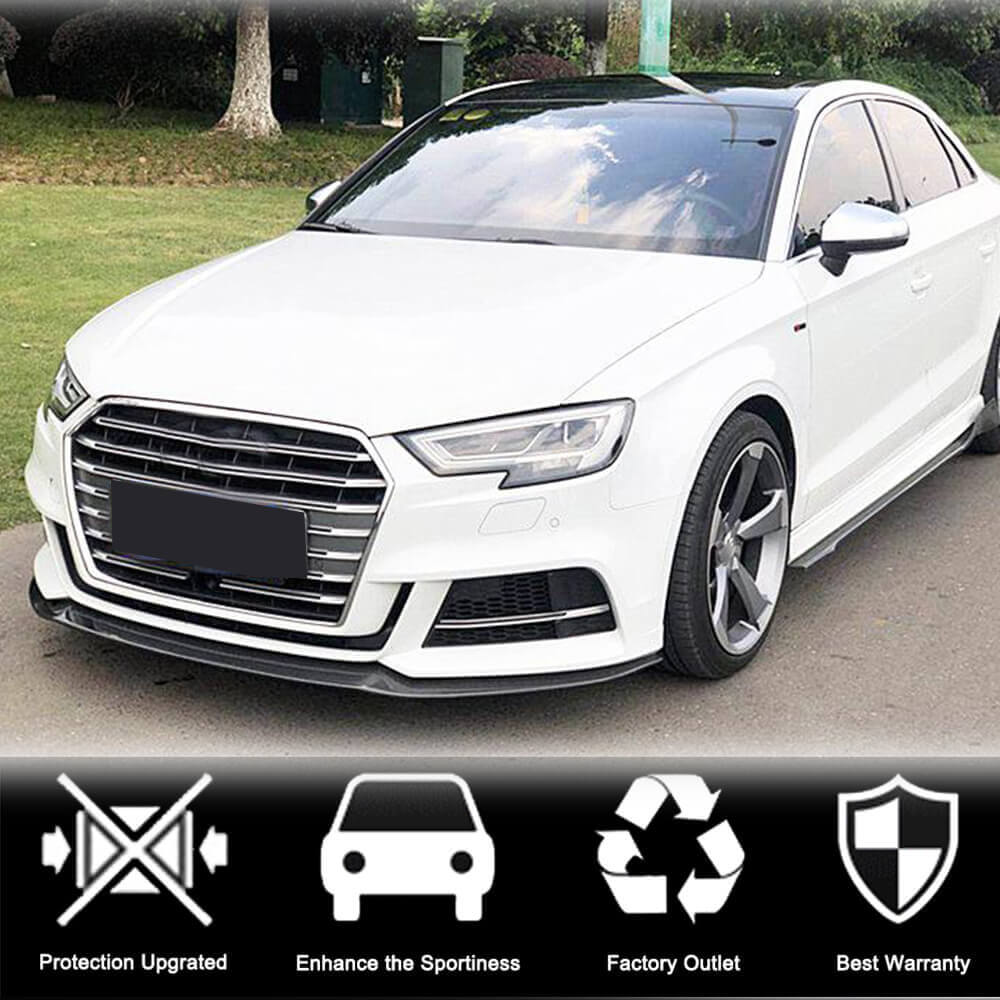 Накладка на передній бампер Lip V3 (для S-Line Sedan 2017-2020, Карбон) 2