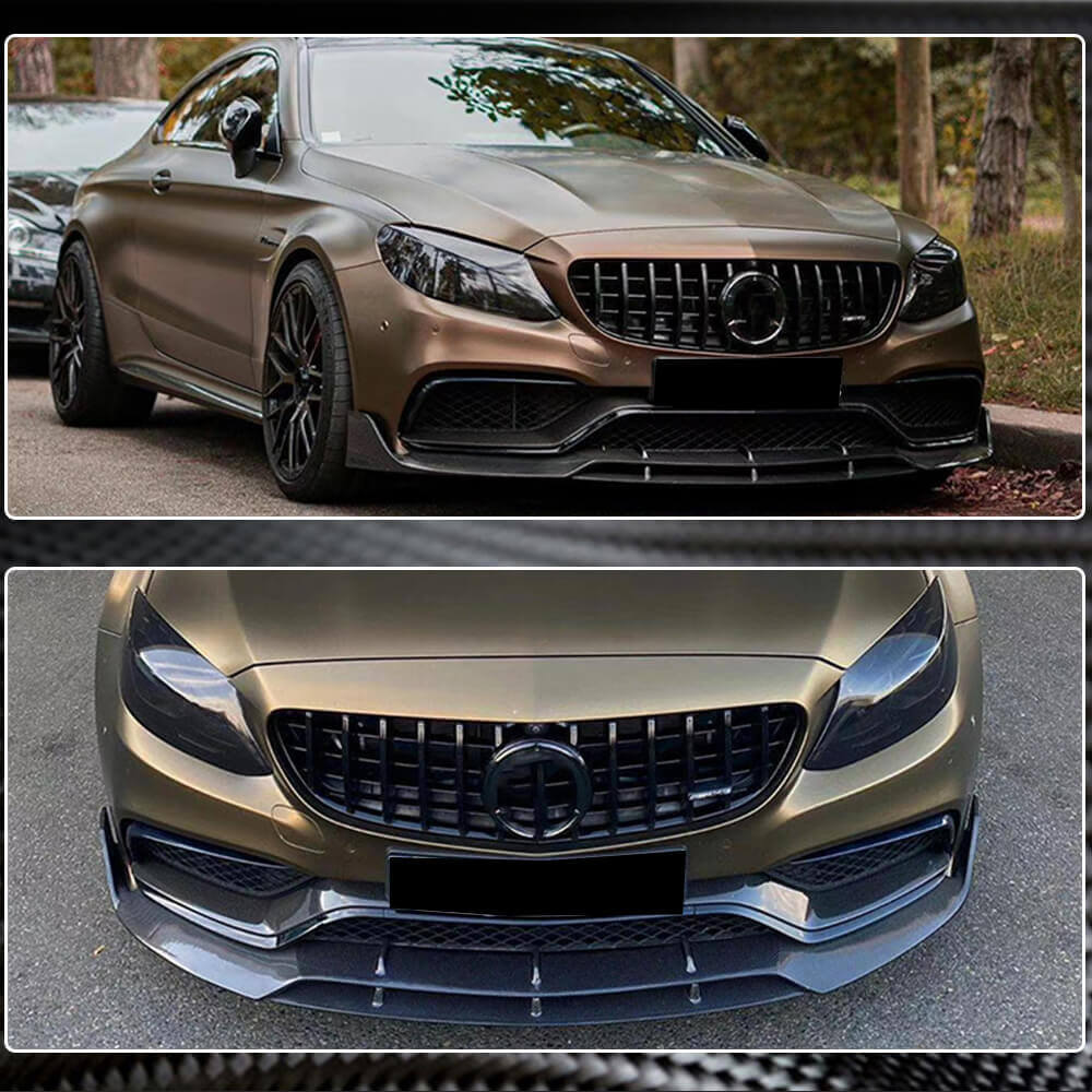 Накладка на передній бампер Lip V2 (для купе/кабріолет C63 AMG 2015-2019, Карбон) 5