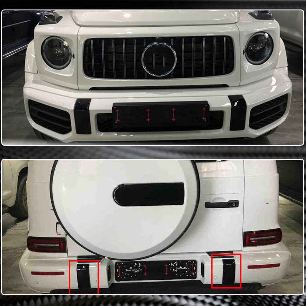 Комплект накладок на передній і задній бампер (для G63 AMG, Сухий карбон) 5