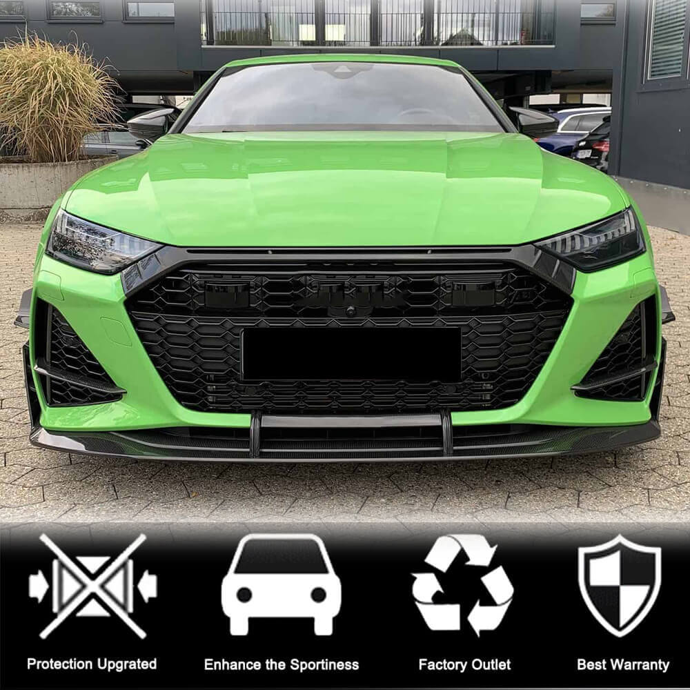 Накладка на передній бампер Lip V1 (для RS7 2018-2022, Сухий карбон) 3