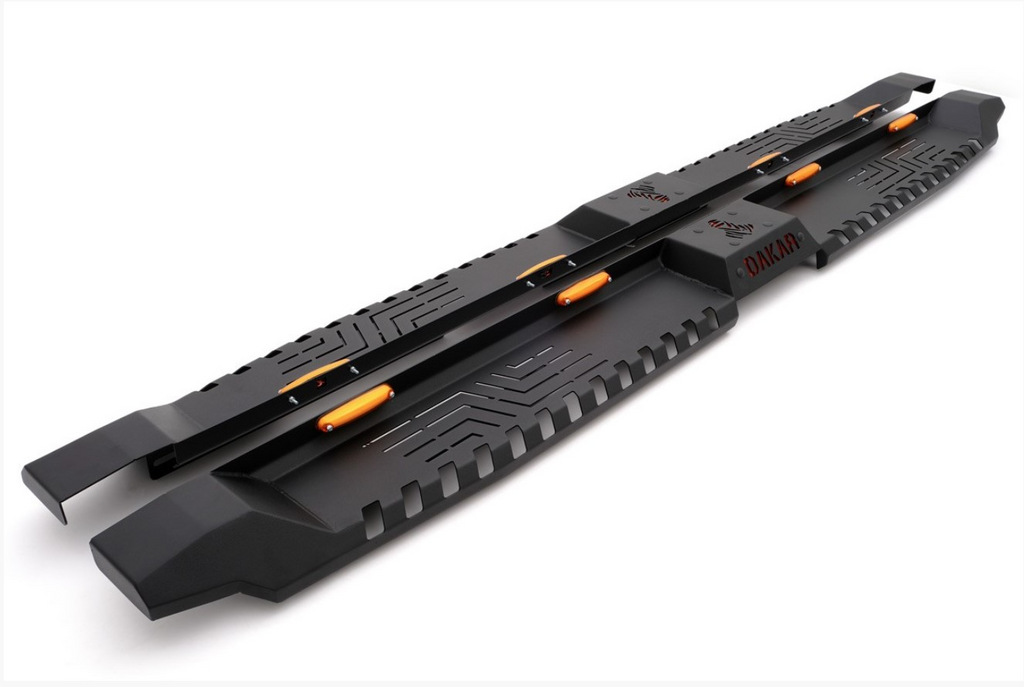 Бокові пороги Dakar V2 з LED (2019+, 2 шт, метал) 5