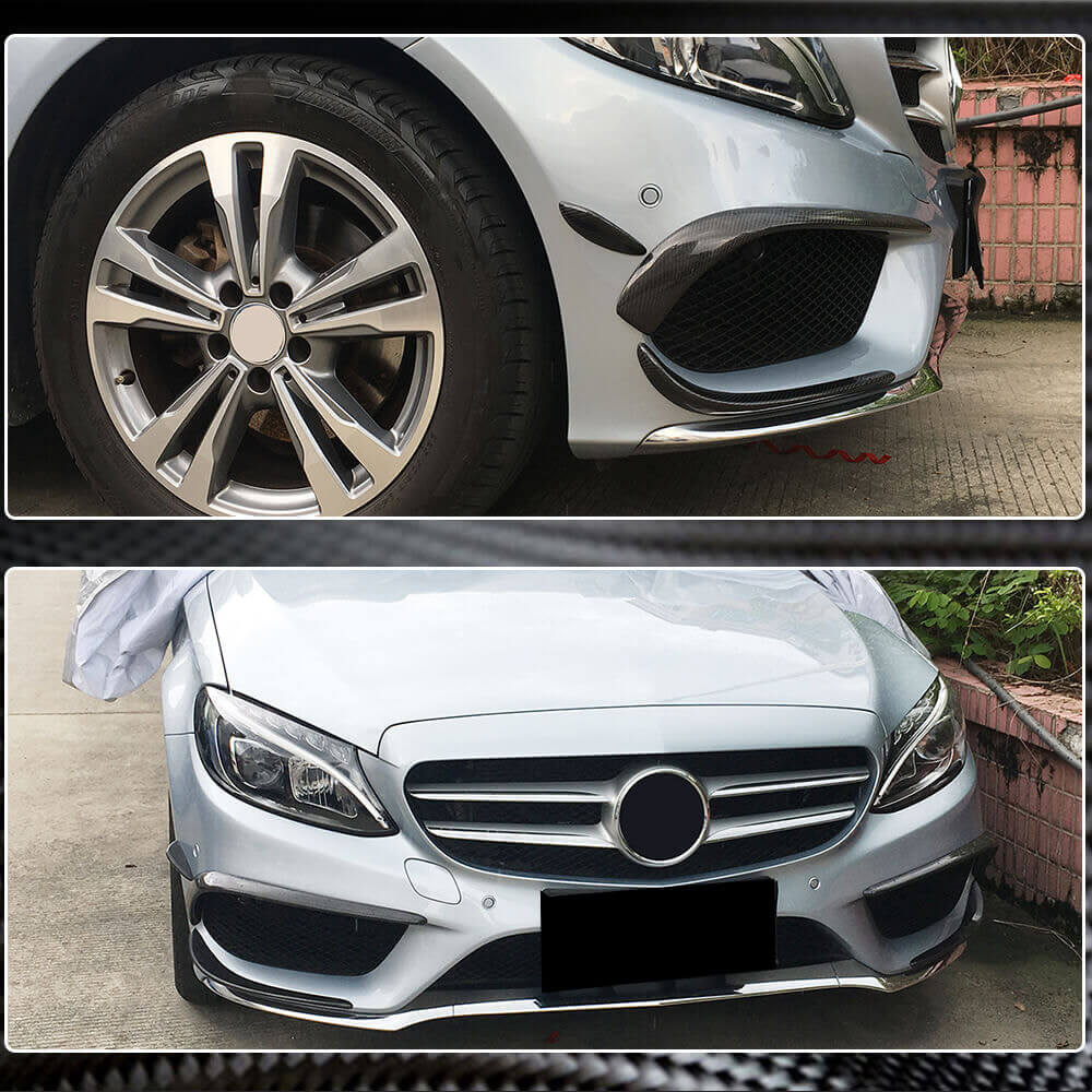 Накладки на передній бампер (для C43 AMG 2015-2019, Карбон) 4