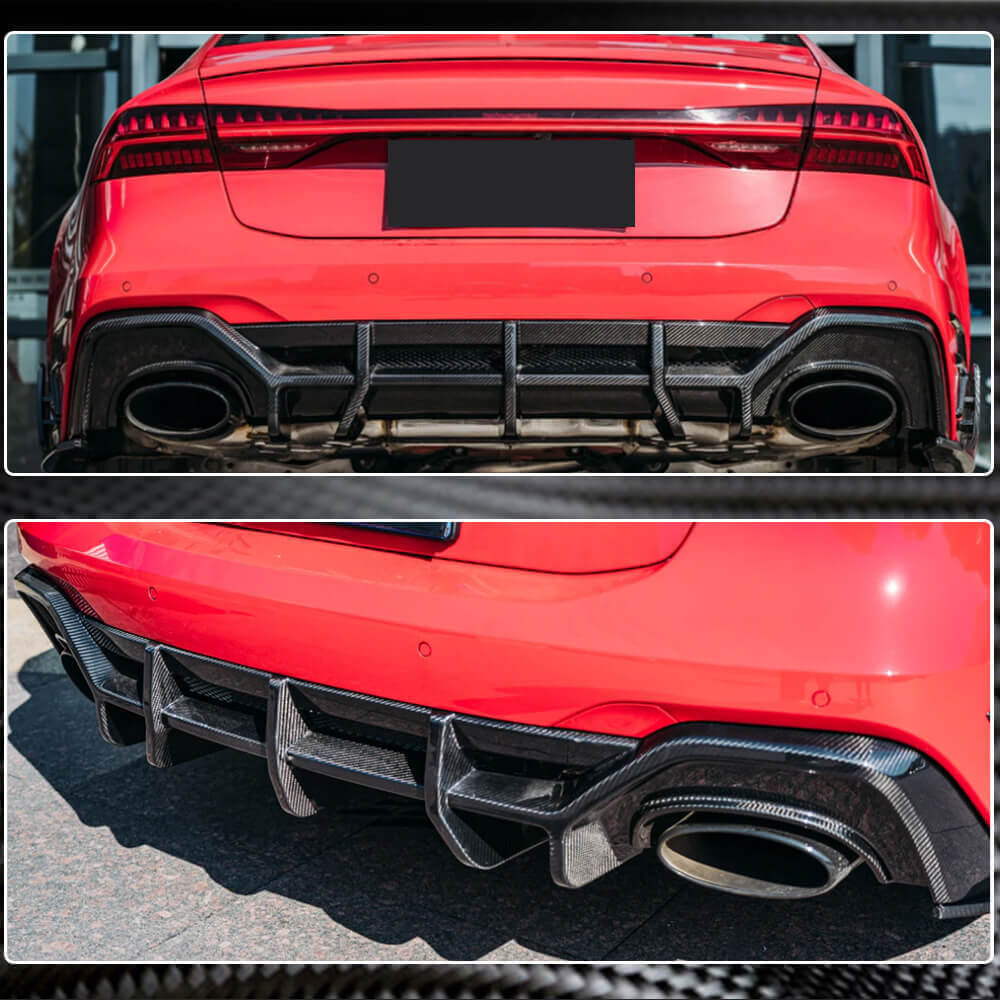 Дифузор заднього бампер (для RS7 2018-2022, Сухий карбон) 3