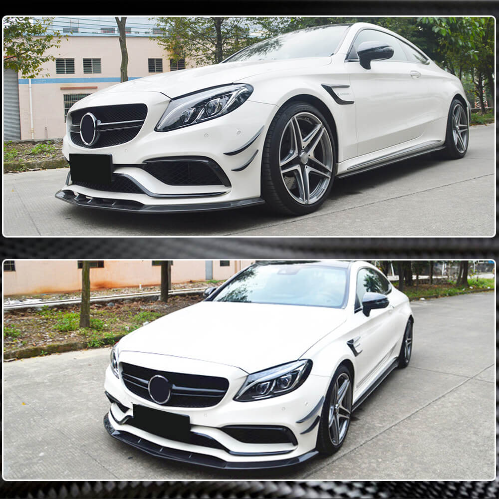 Накладка на передній бампер Lip V3 (для SD C63 AMG 2015-2019, Карбон) 5