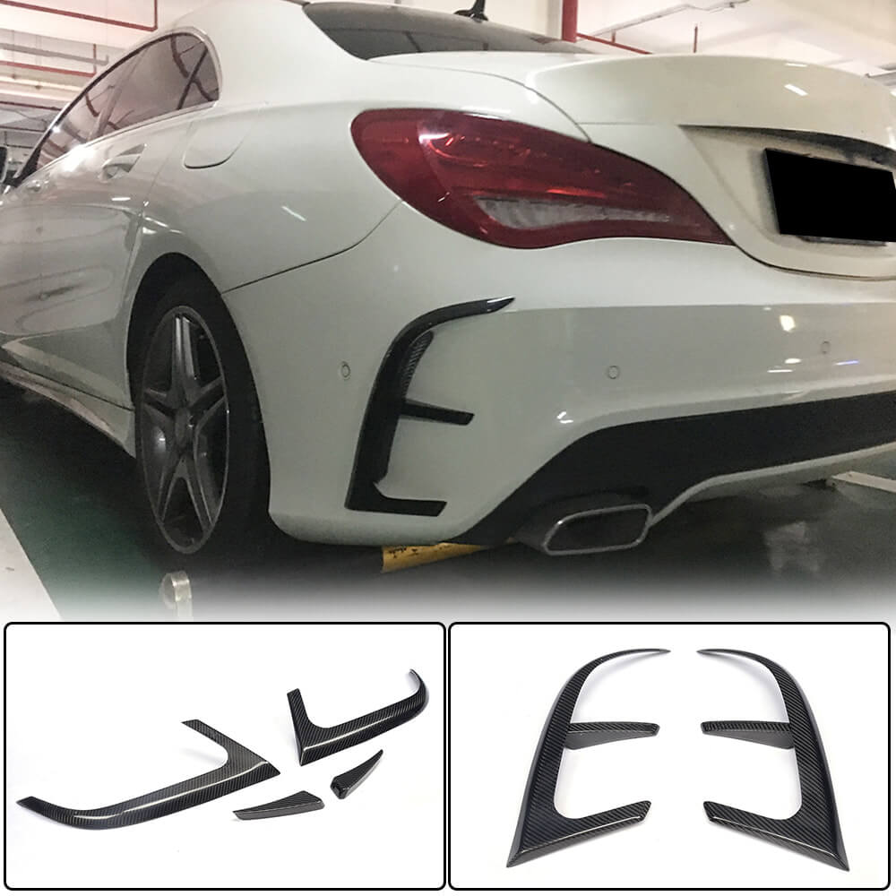 Накладки на задній бампер (для AMG-Line / CLA45 AMG SD 2013-2016, Карбон)