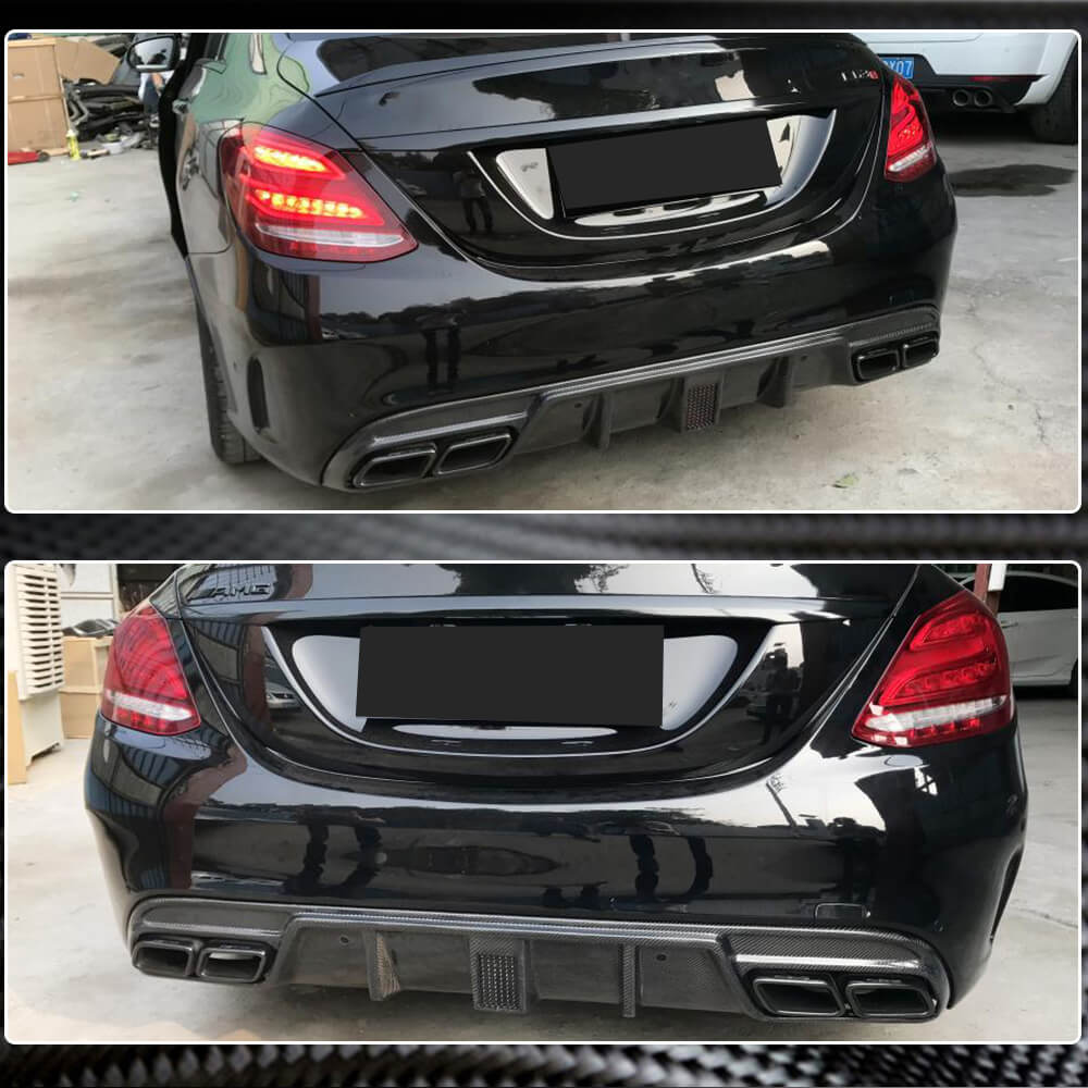 Дифузор заднього бампера V3 (для SD C43/C63 AMG 2015-2019, Карбон) 3
