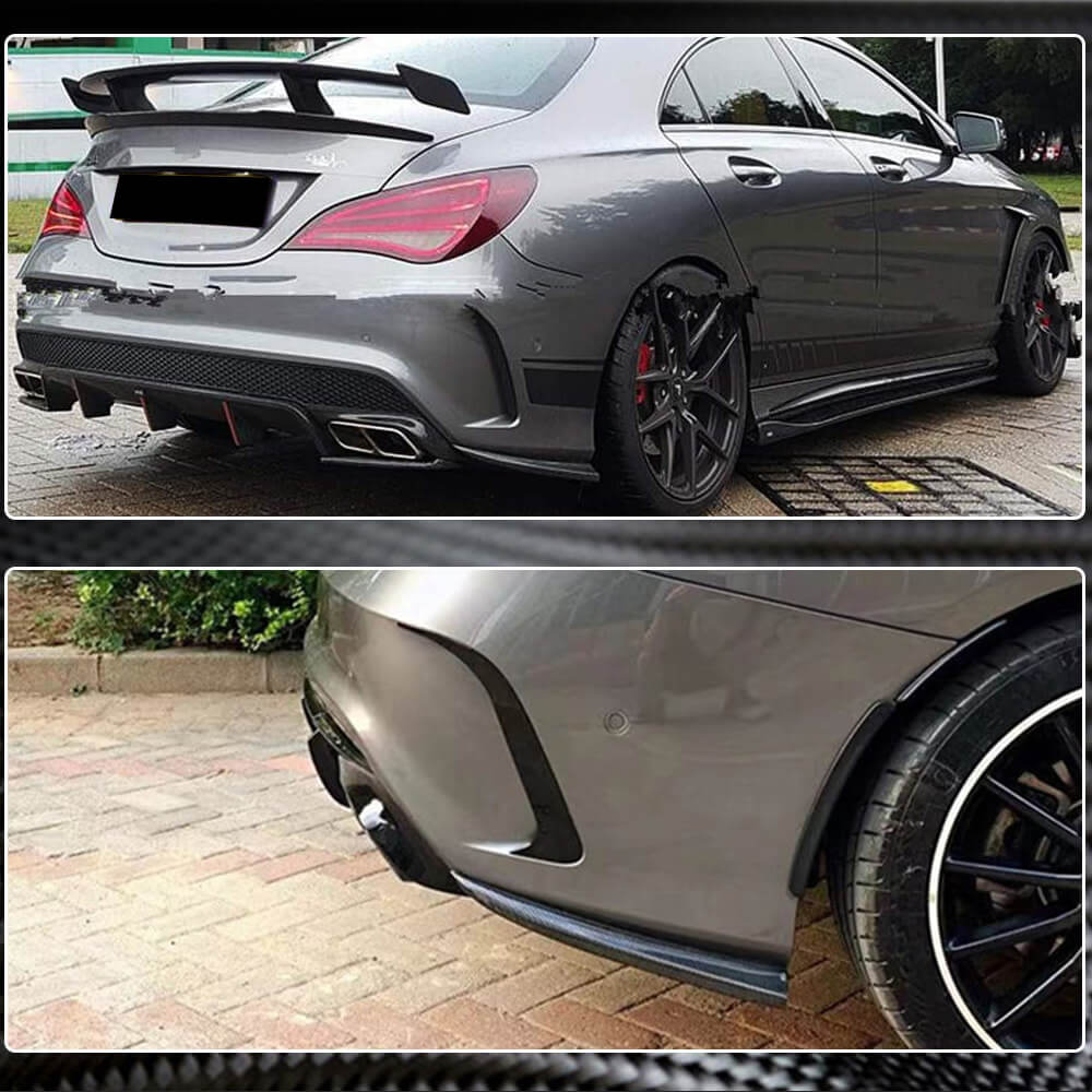 Накладки на задній бампер V3 (для AMG-Line / CLA45 AMG SD, Карбон) 4
