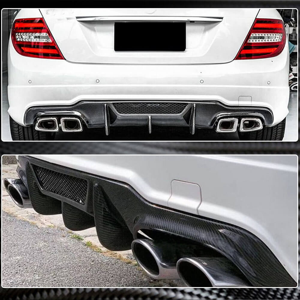 Дифузор заднього бампера V4 (для AMG SD/Coupe 2012-2014, Карбон) 3