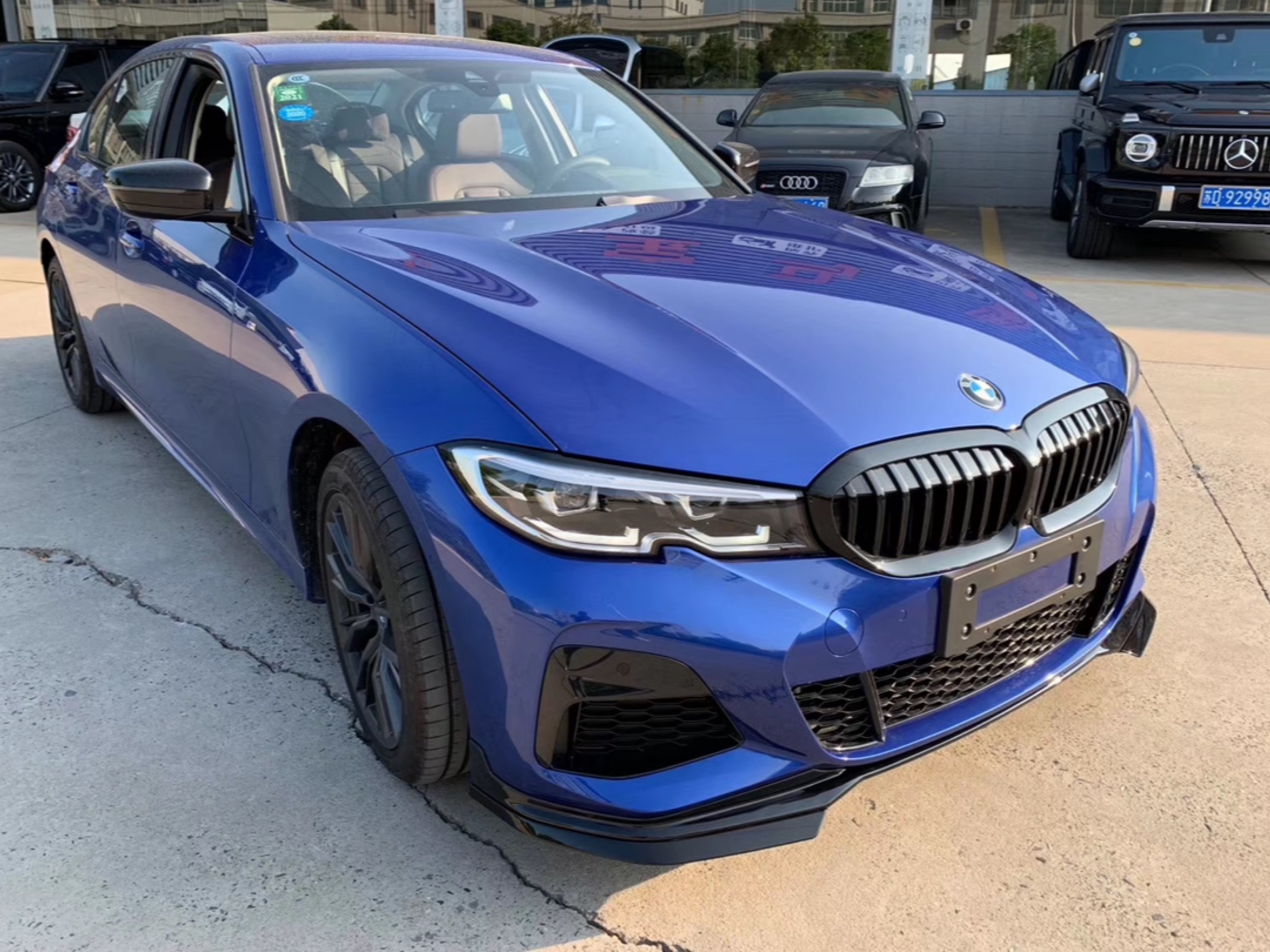 Накладка переднього бампера юбка M performance BMW 3 series G20 G21 2018-2022 абс пластик, чорний глянець 4