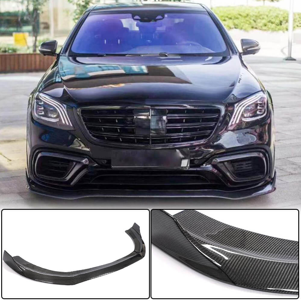 Накладка на передній бампер Lip (для S63/S65 AMG 2018-2022, Карбон) 2