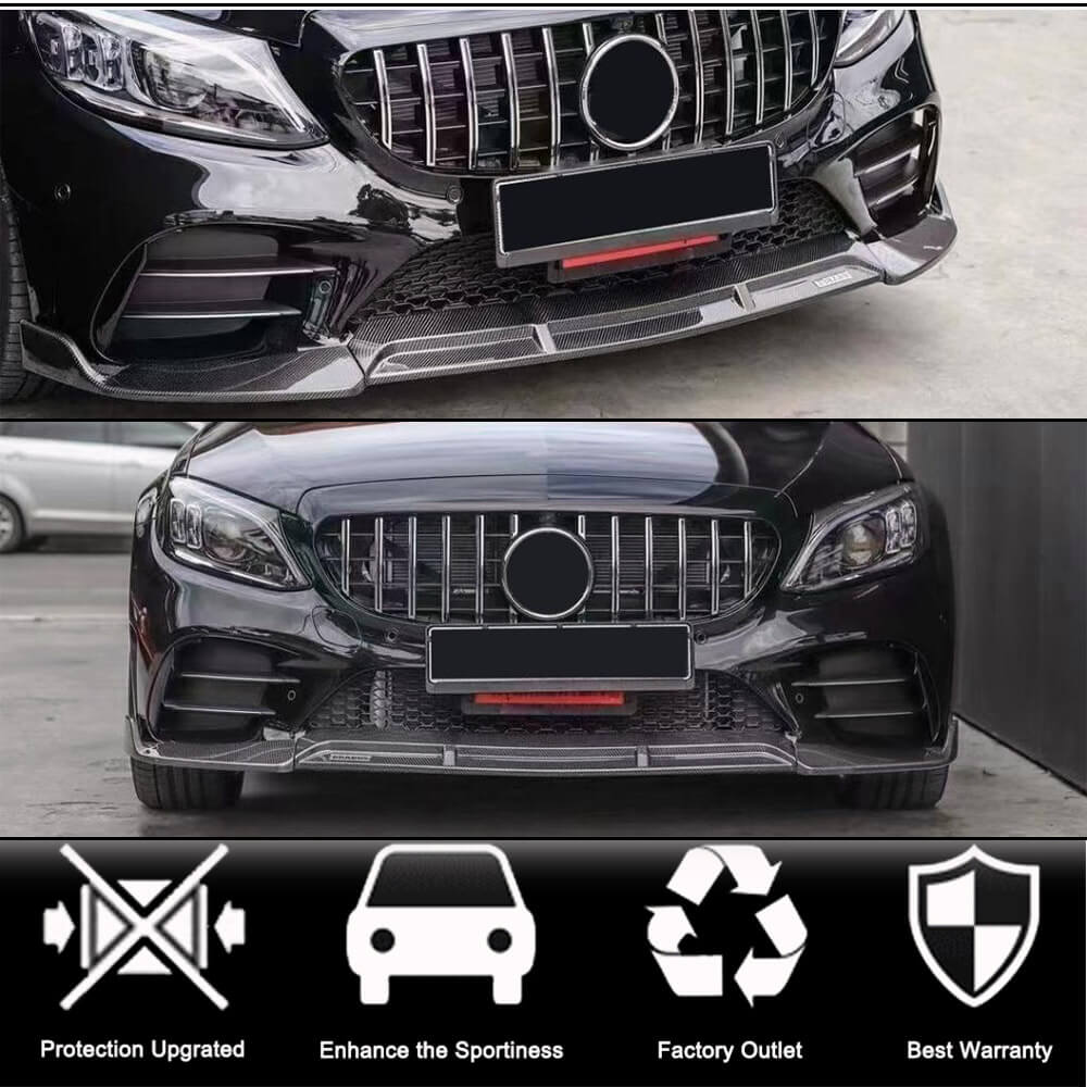 Накладка на передній бампер Lip (для SD AMG-Line 2019-2021, Карбон) 2