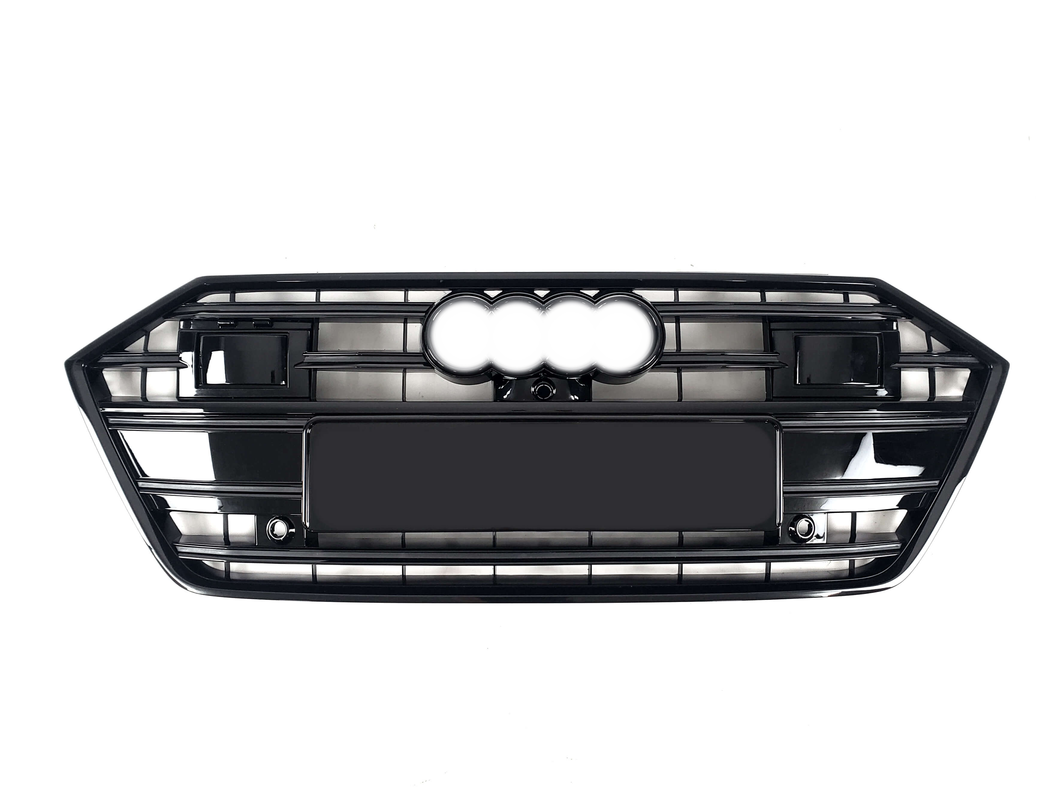 Решітка радіатора Full Black (стилі S7 під камеру та радари) на Audi A7 4K 2017-2023 року