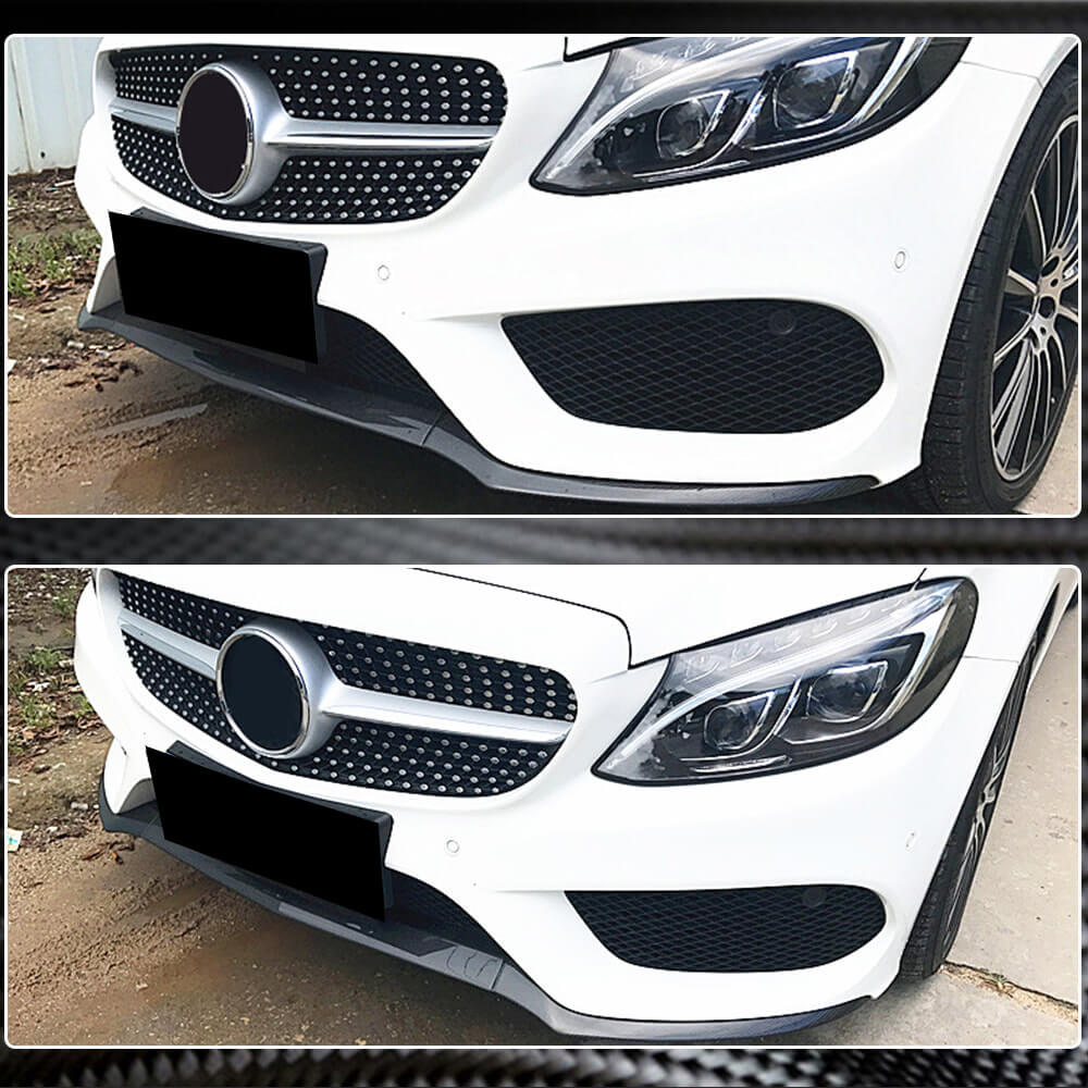 Накладка на передній бампер Lip V4 (для C43 AMG 2015-2019, Карбон) 4