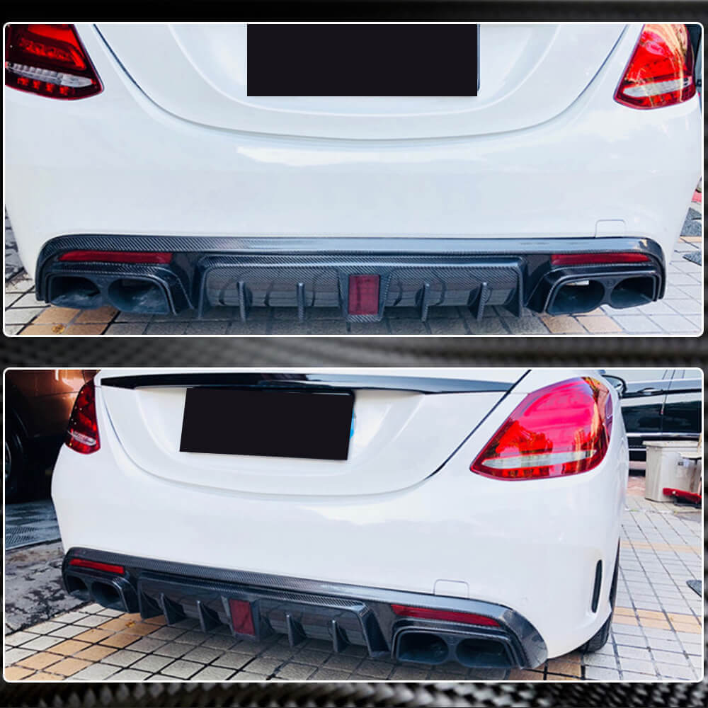 Дифузор заднього бампера V1 (для SD C43/C63 AMG 2015-2019, Карбон) 4