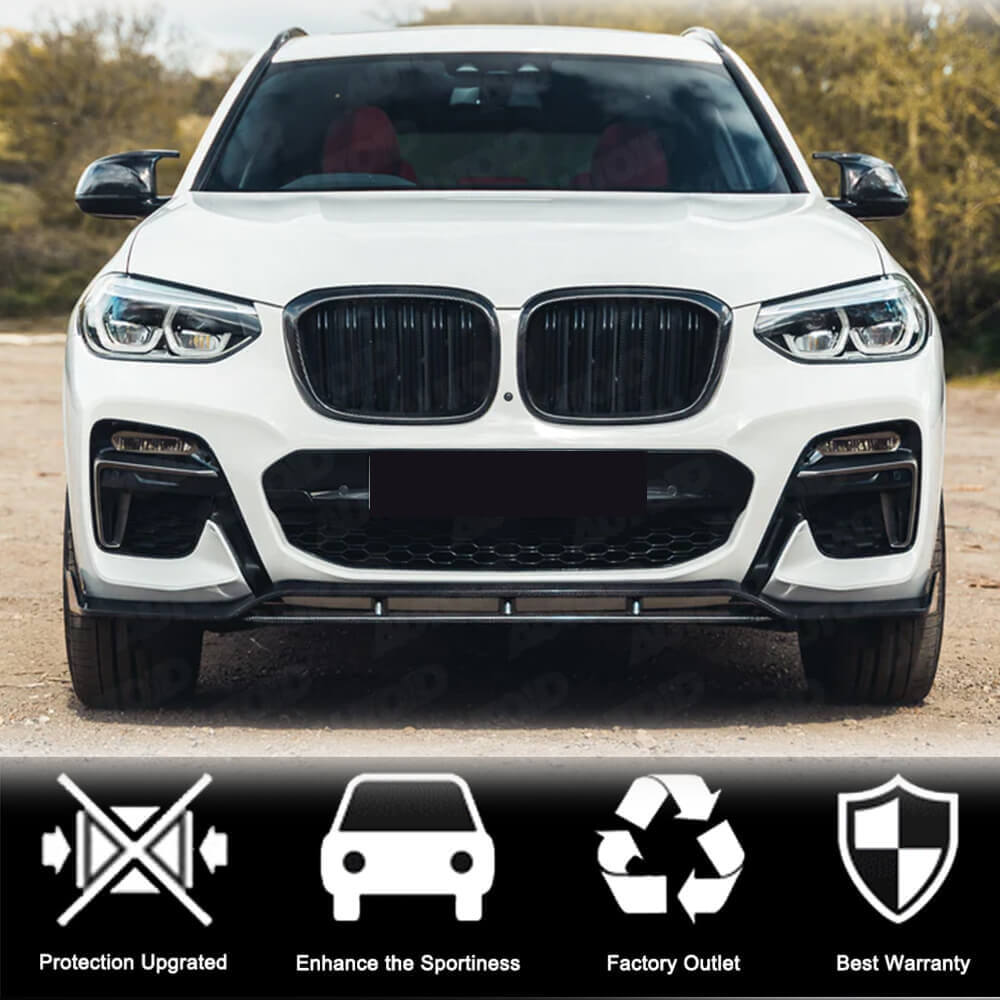 Накладки на передній бампер Lip (для оригінального M-Sport 2018-2021, Карбон) 3
