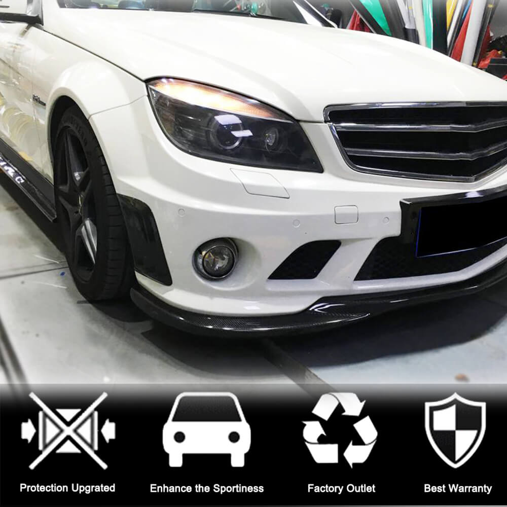 Накладки на передній бампер (для C63 AMG Sedan 2008-2011, Карбон) 2