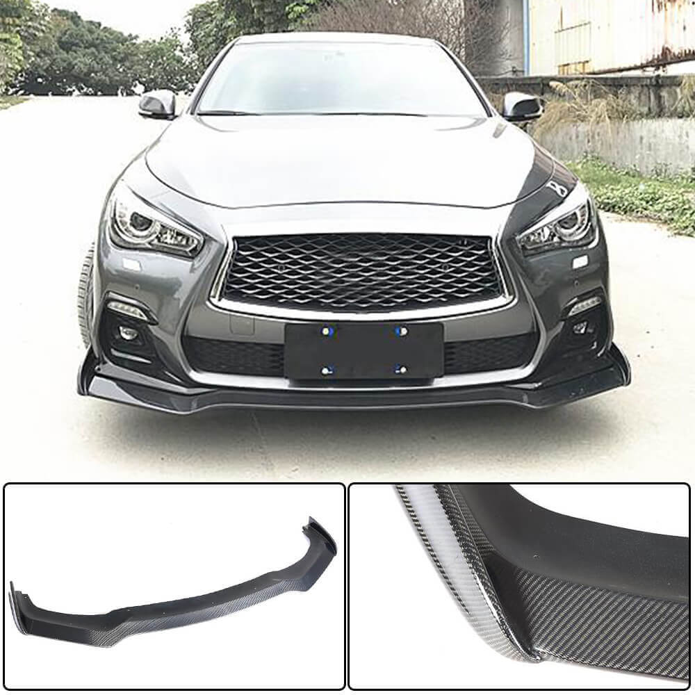 Накладка на передній бампер Lip V2 (для Q50 Sport 2018-2022, Карбон) 2