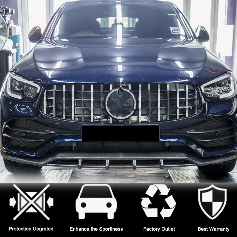 Накладка на передній бампер Lip (для AMG-Line 2020+, Карбон) 2