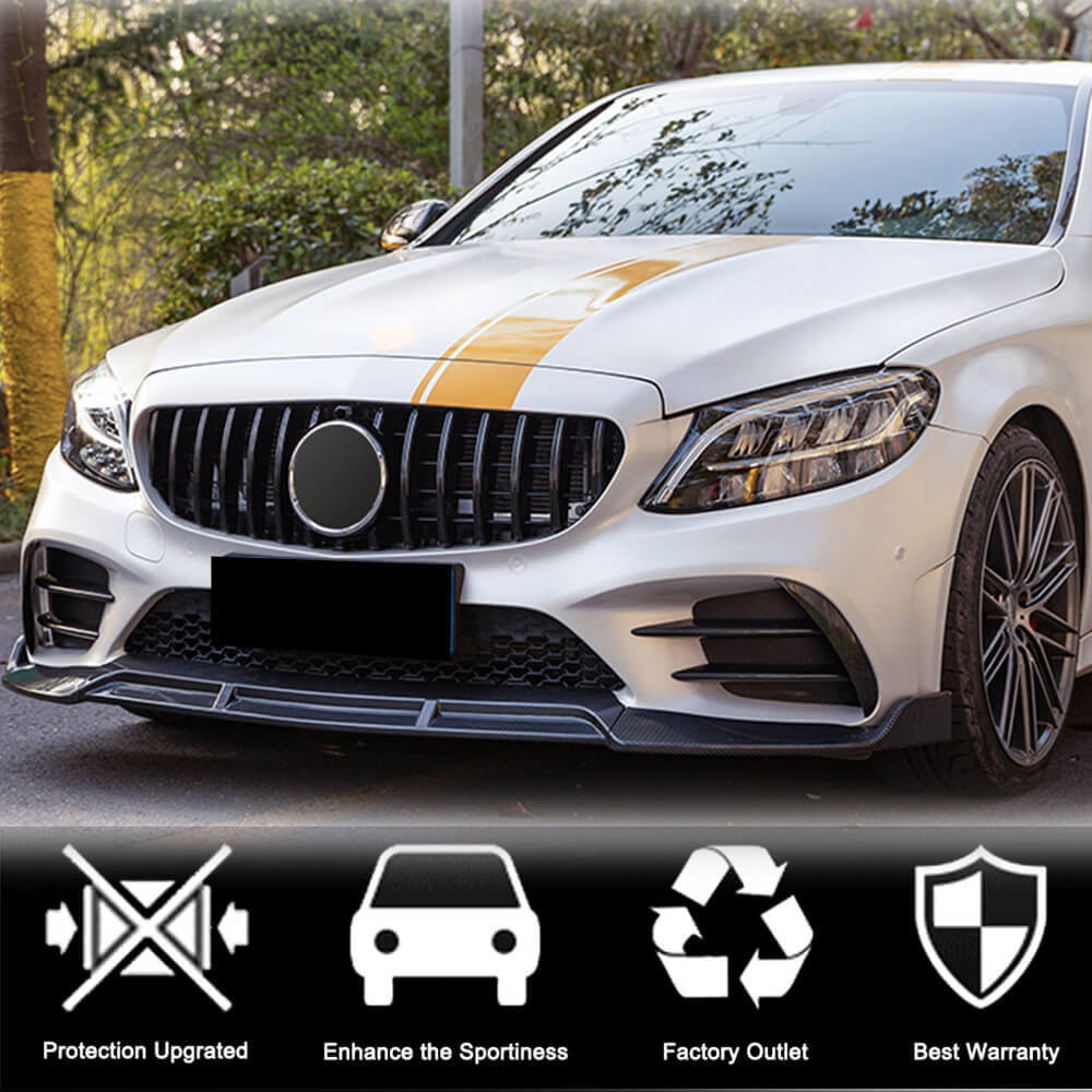 Накладка на передній бампер Lip V3 (для C43 AMG 2019-2021, Карбон) 3