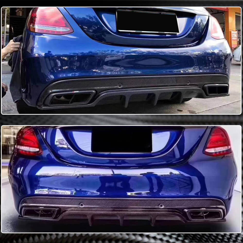 Дифузор заднього бампера (для SD C43/C63 AMG 2015-2019, Карбон) 3