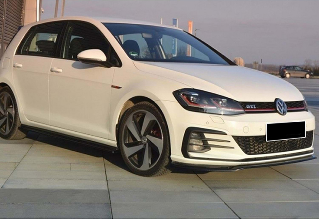 Передня Lip накладка V-2 (для GTI, 2017-2019, чорний глянець) 2