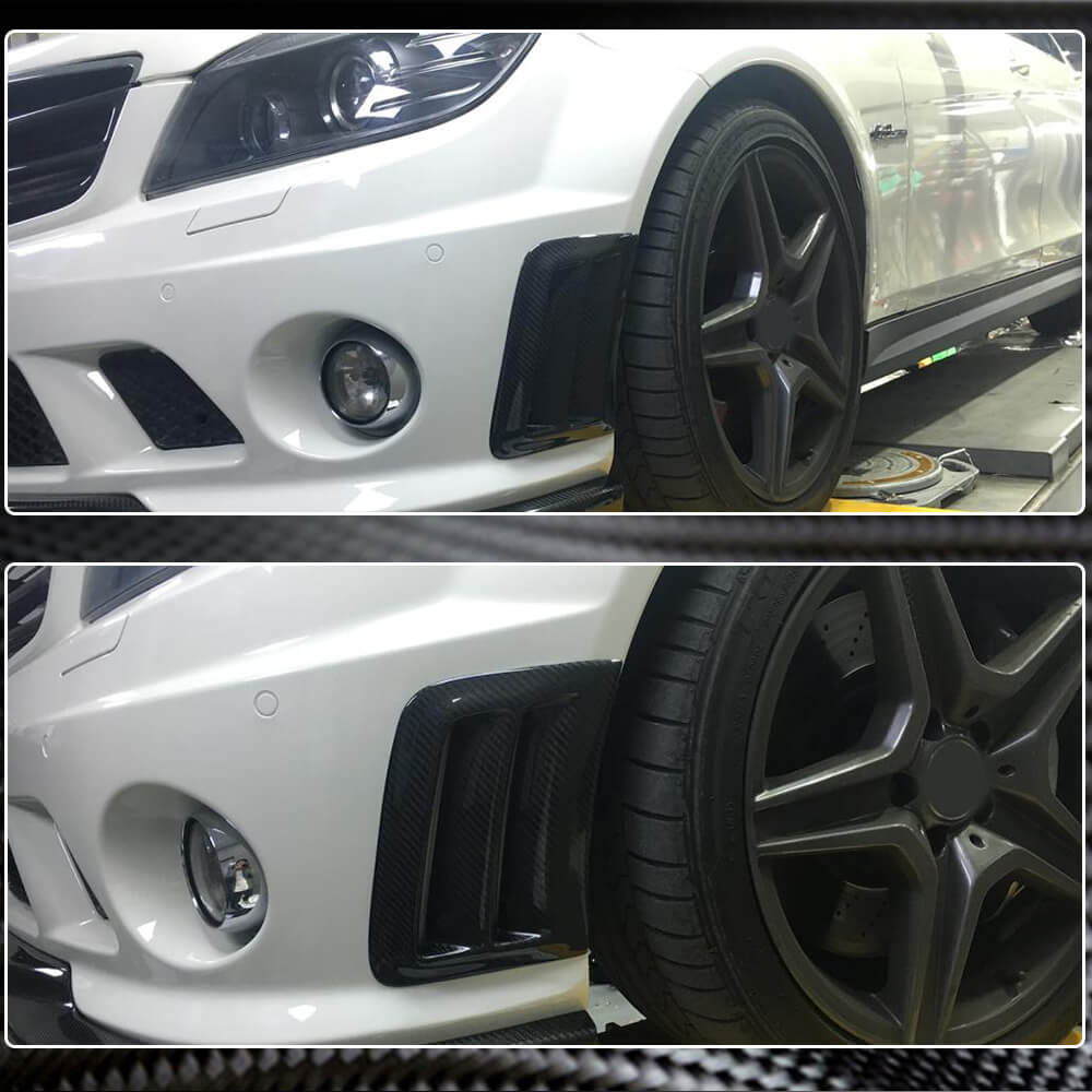 Накладки на передній бампер (для C63 AMG Sedan 2008-2011, Карбон) 3