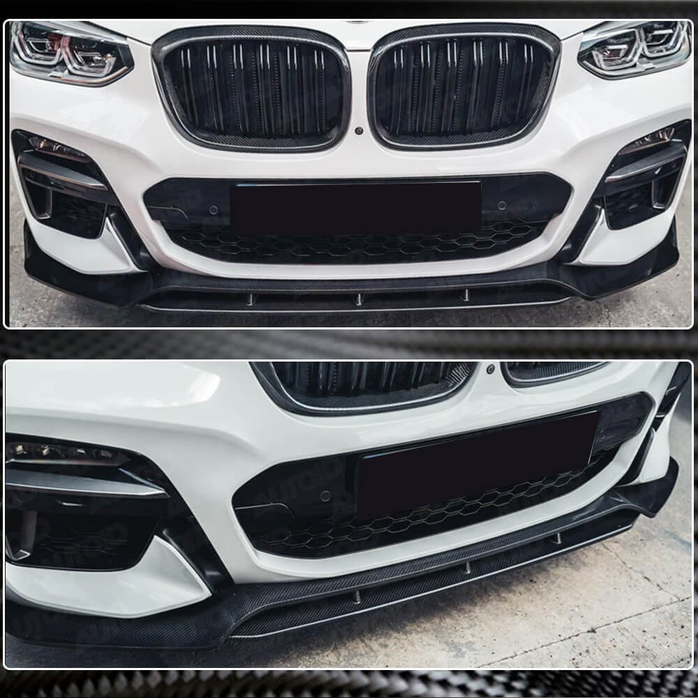 Накладки на передній бампер Lip (для оригінального M-Sport 2018-2021, Карбон) 4